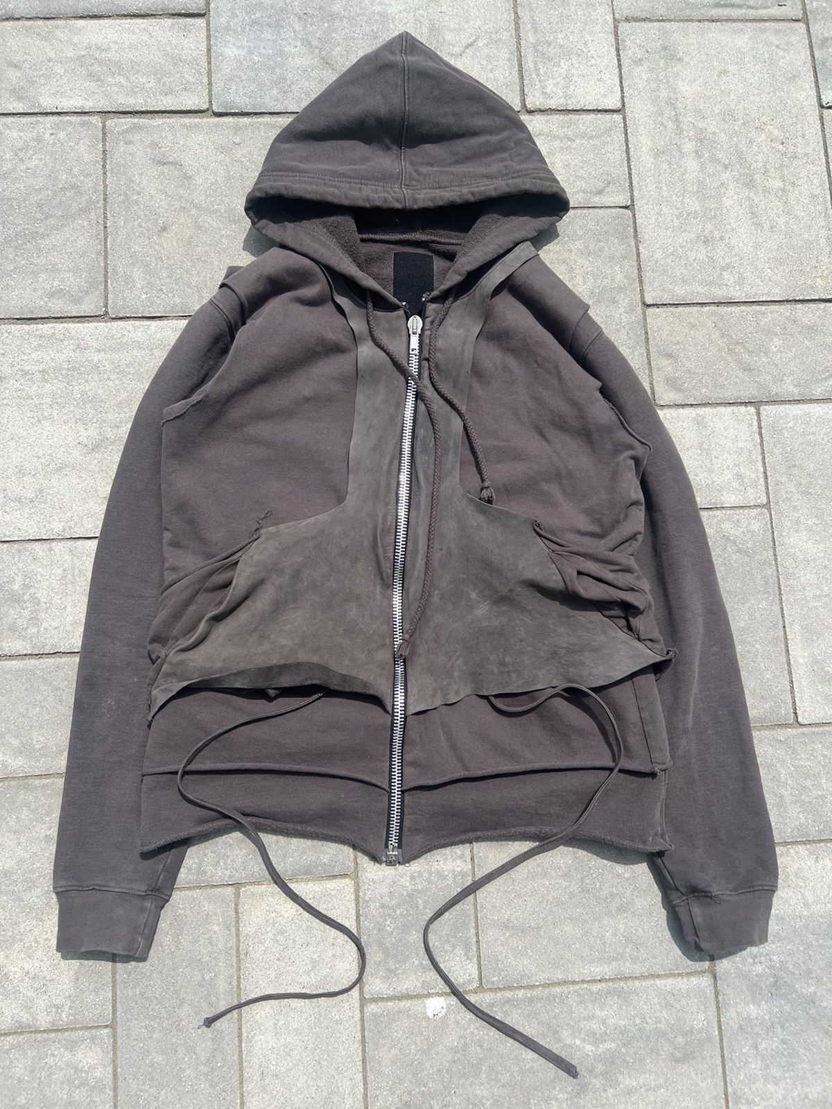 Pre-owned Rick Owens 2004  Slab Layered Hoodie In Brown