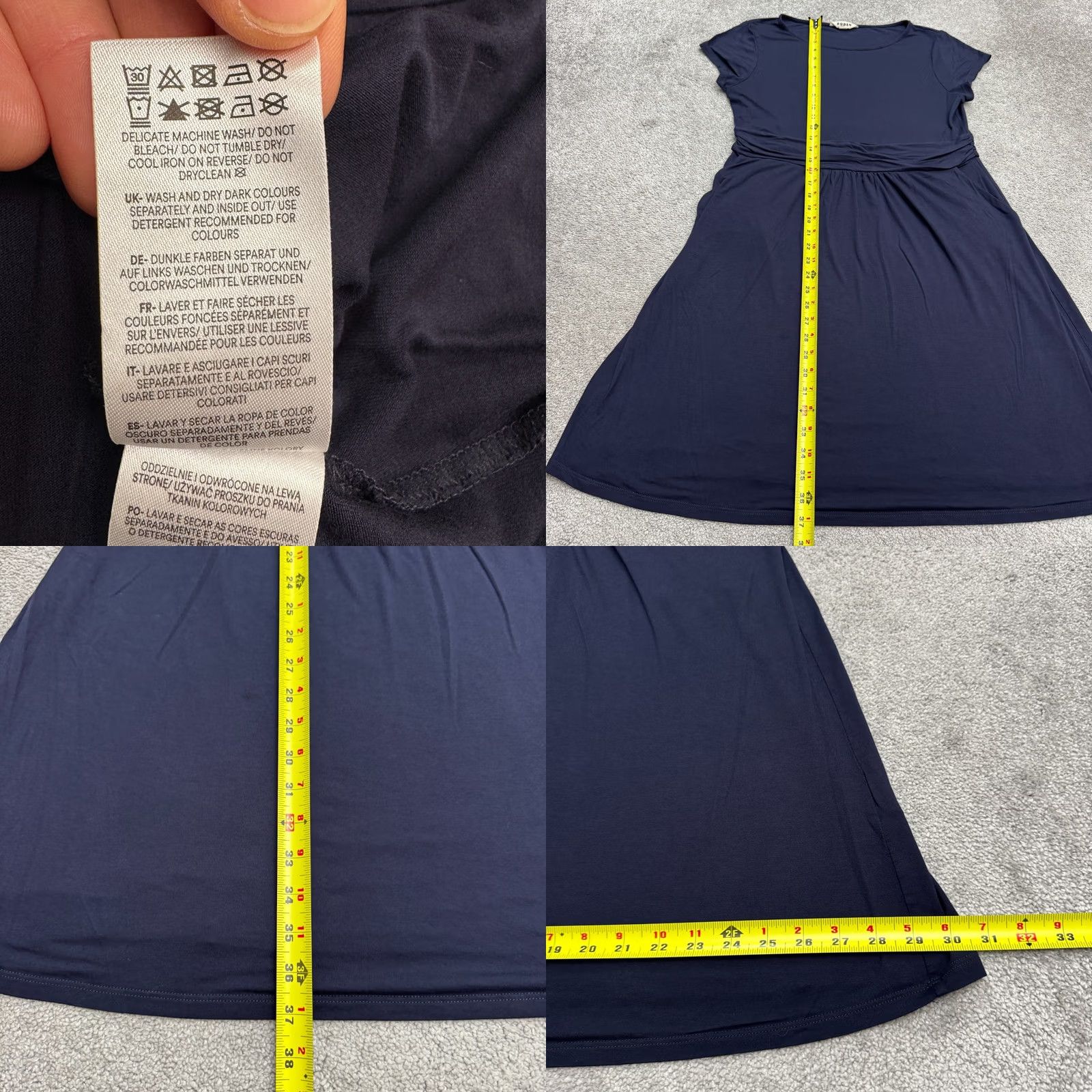 Boden Boden Dress Womens 12 Petite A-Line Fit & Flare Knee Length Navy Blue Short Sleeve Stretch Knit Size XL / US 12-14 / IT 48-50 - 8 Thumbnail