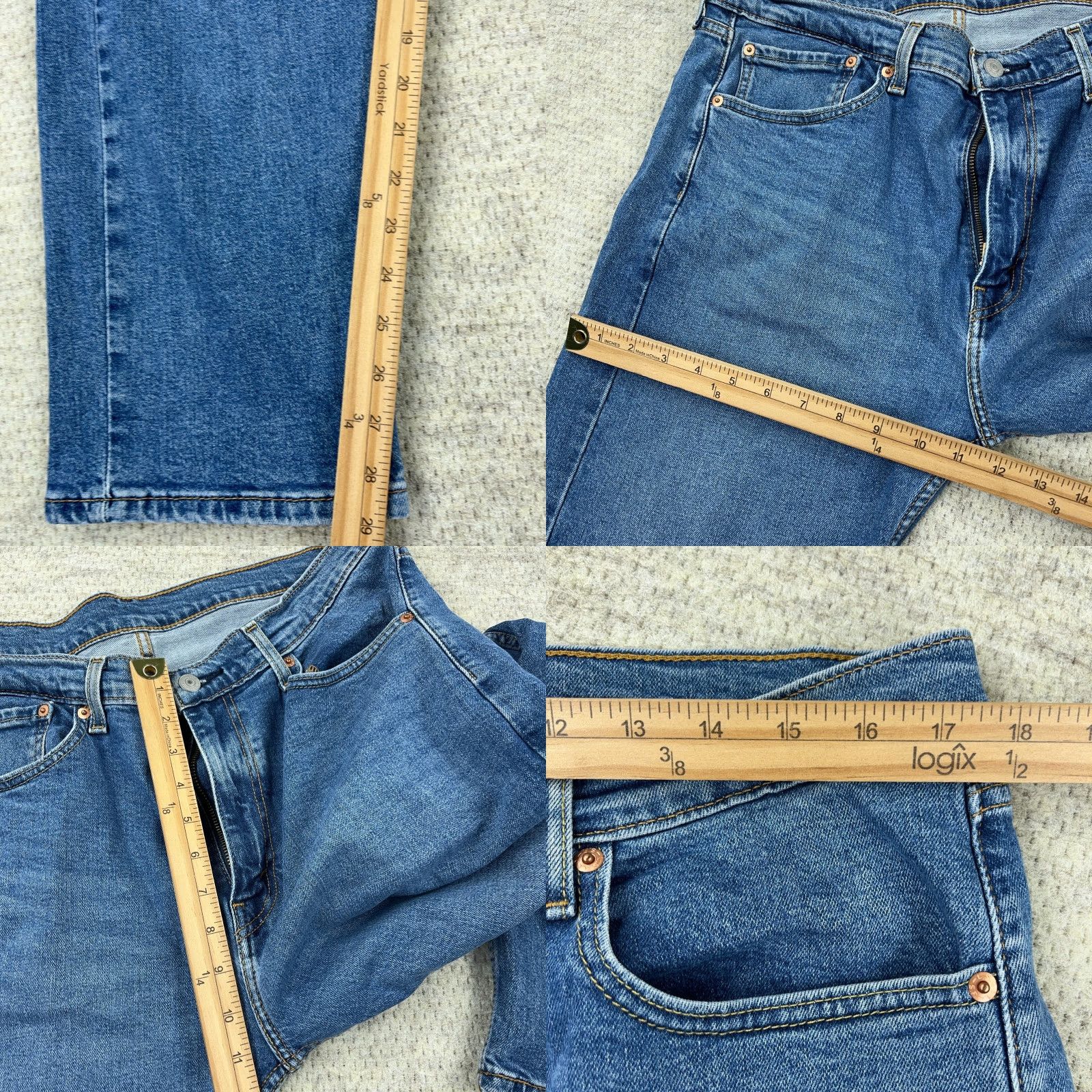 Levi's Levi's 505 Jeans Men 36x30 Straight Regular Fit Med Wash Denim Blue 5-Pocket Logo Zipper Belt Loops Casual Vintage Style Mens Size US 36 / EU 52 - 8 Thumbnail