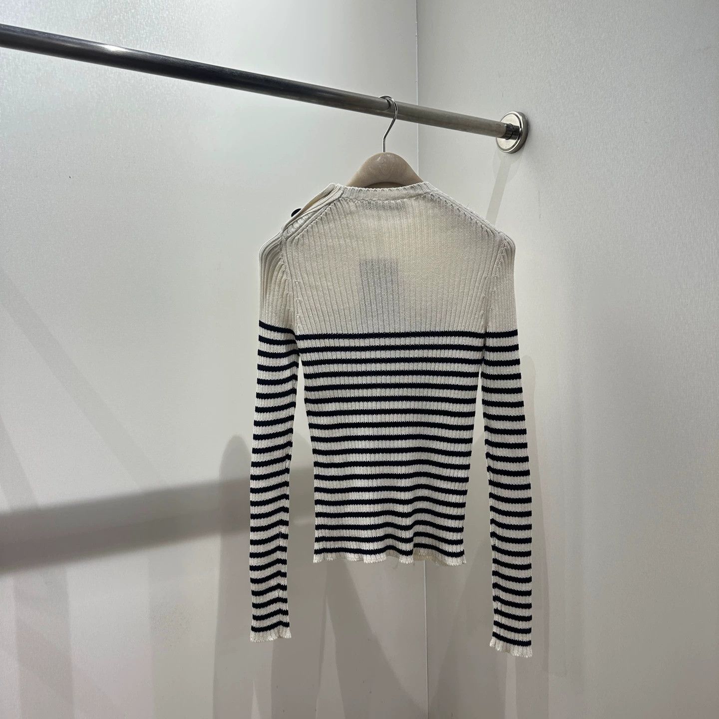 Christian Dior Monsieur Dior apr62 Star Slogan Stripe Shoulder-Tab Knit 36 Cotton Size XS / US 0-2 / IT 36-38 - 2 Thumbnail