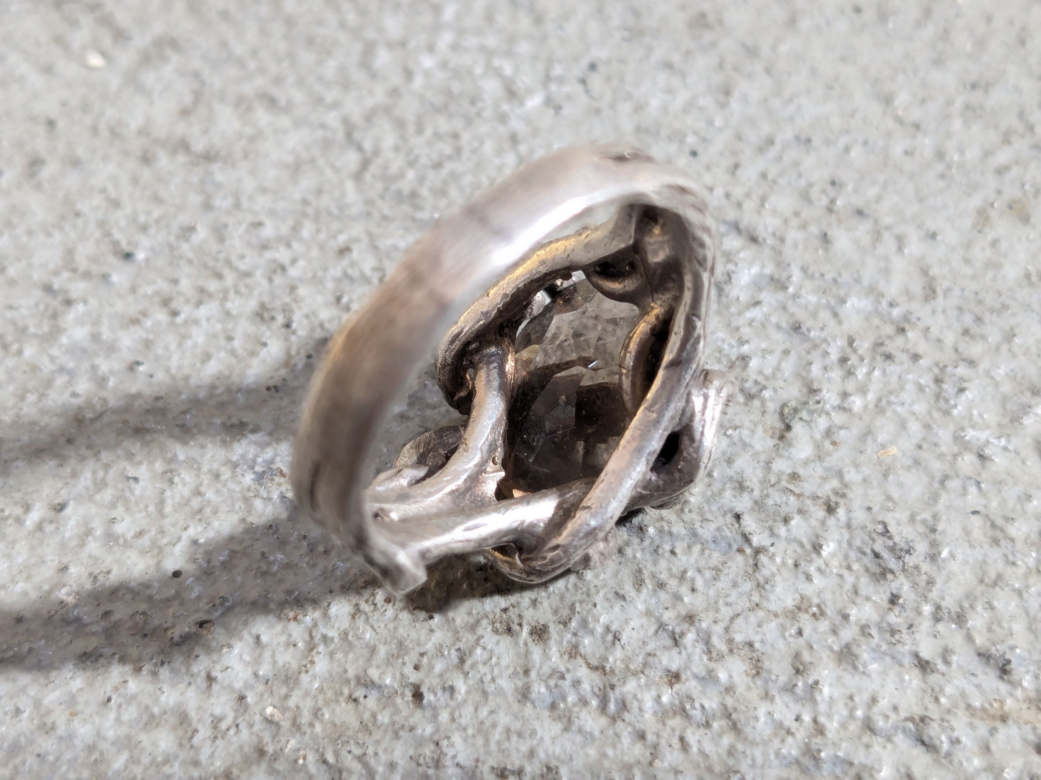 Vintage Vintage Sterling Silver Ring Smoky Quartz 8.25 Brutalist Size ONE SIZE - 5 Thumbnail