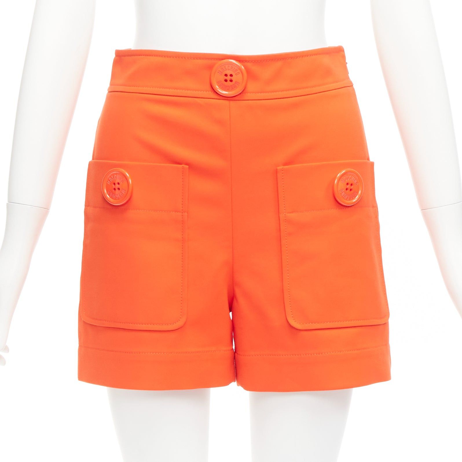 Moschino MOSCHINO bright orange oversized buttons high waist wide leg shorts IT38 XS Size 26" / US 2 / IT 38 - 1 Thumbnail