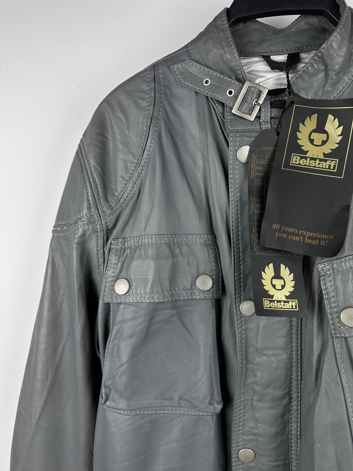 Belstaff NWT Belstaff Centaur Gray Belted Leather Jacket Man Size US L / EU 52-54 / 3 - 2 Thumbnail