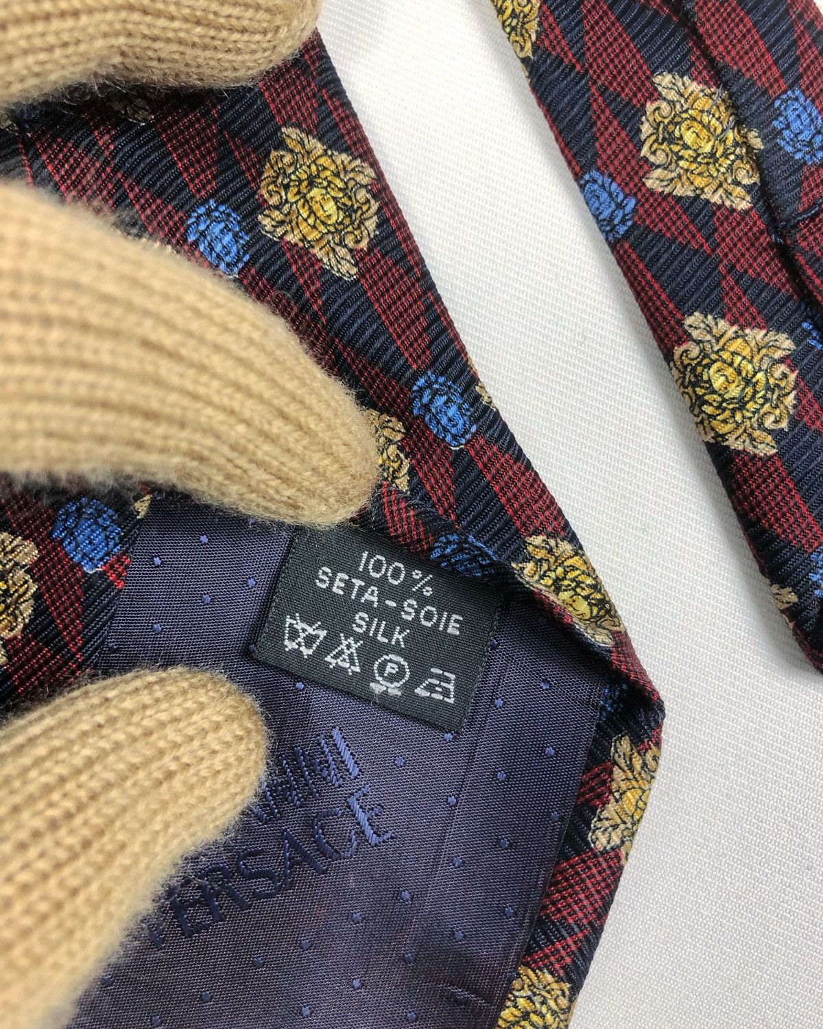 Versace Vtg Gianni Versace Medusa Monogram Silk Tie Made in Italy Size ONE SIZE - 7 Thumbnail