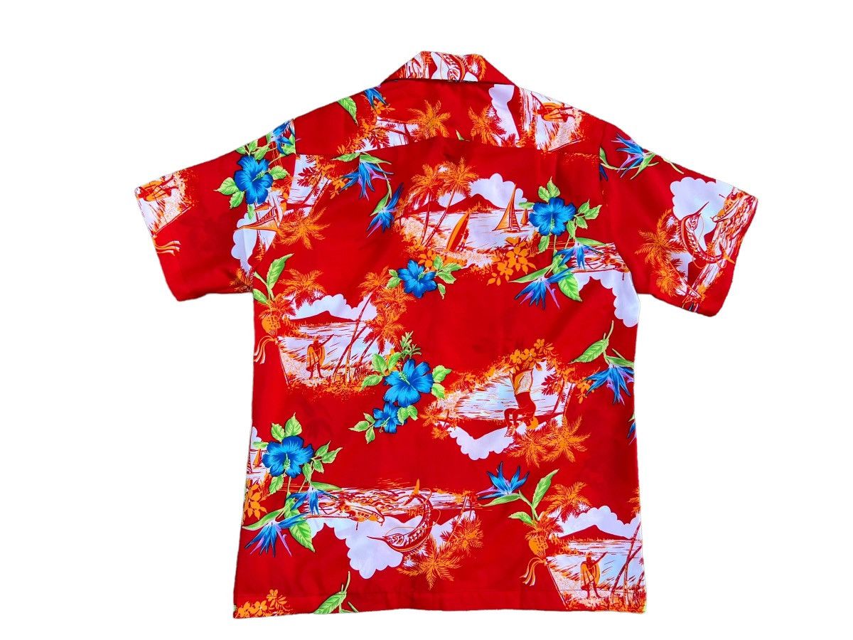 Vintage Vintage 70s Made in Hawaii Hibiscus Red Hawaiian Shirt Size US S / EU 44-46 / 1 - 2 Thumbnail