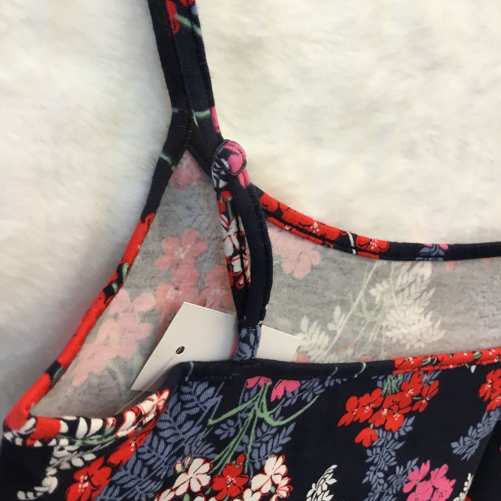 Loft LOFT Blue & Red Floral Scoop Neck Cami Size XS / US 0-2 / IT 36-38 - 10 Thumbnail