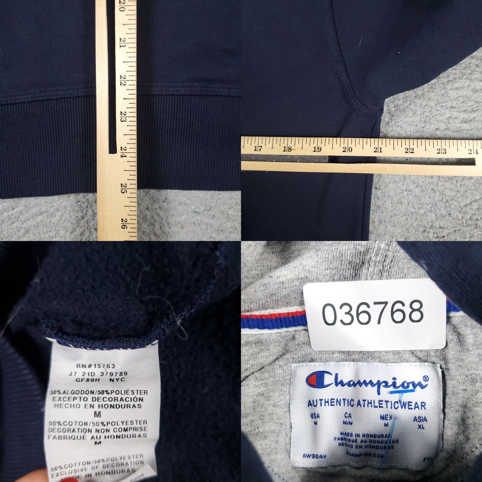 Champion Champion Hoodie Men's Medium Blue Casual Pullover Sweatshirt, Long Sleeve Fleece, Adjustable Hood, Sports Size US M / EU 48-50 / 2 - 8 Thumbnail