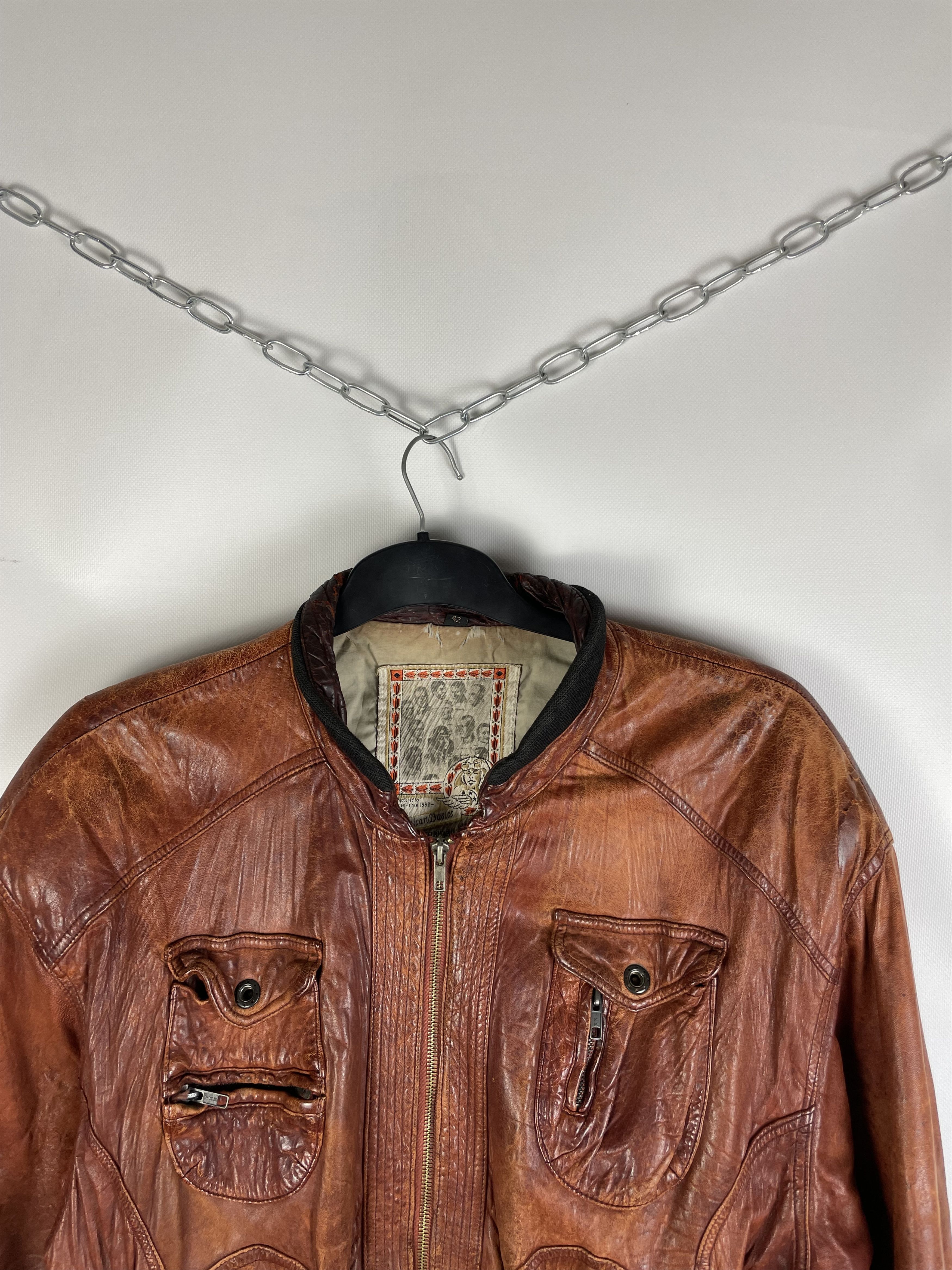 Vintage Vintage American Basics Washed Leather Jacket 90s Size US M / EU 48-50 / 2 - 3 Thumbnail