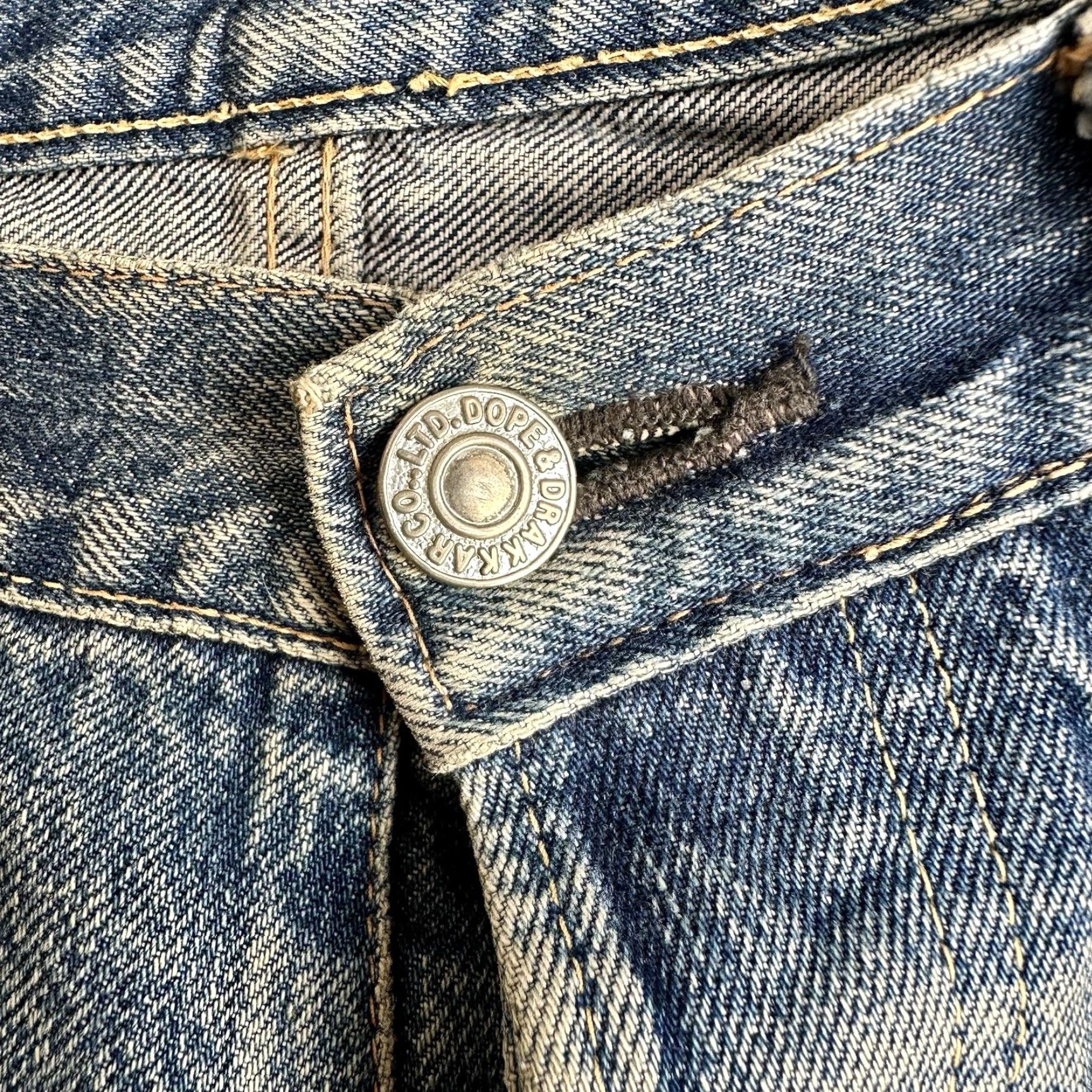 Vintage DOPE Jeans Selvage Japanese Made Dope & Drakkar Redline Blue 34x34 Men's Straight 34 Inseam Size US 34 / EU 50 - 3 Thumbnail