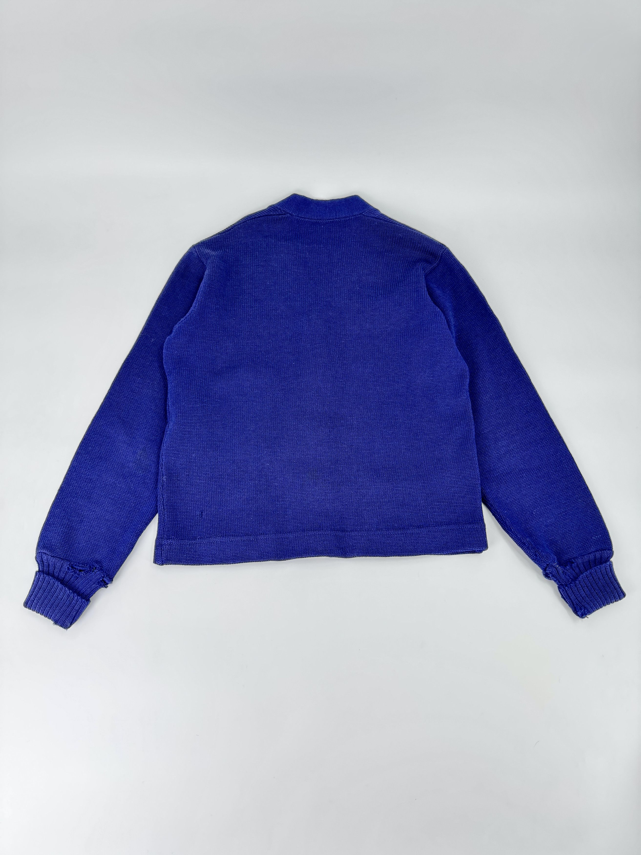 Vintage Vintage 1940s Navy Blue Wool Cardigan Sweater 40s USA Ivy Size M / US 6-8 / IT 42-44 - 3 Thumbnail