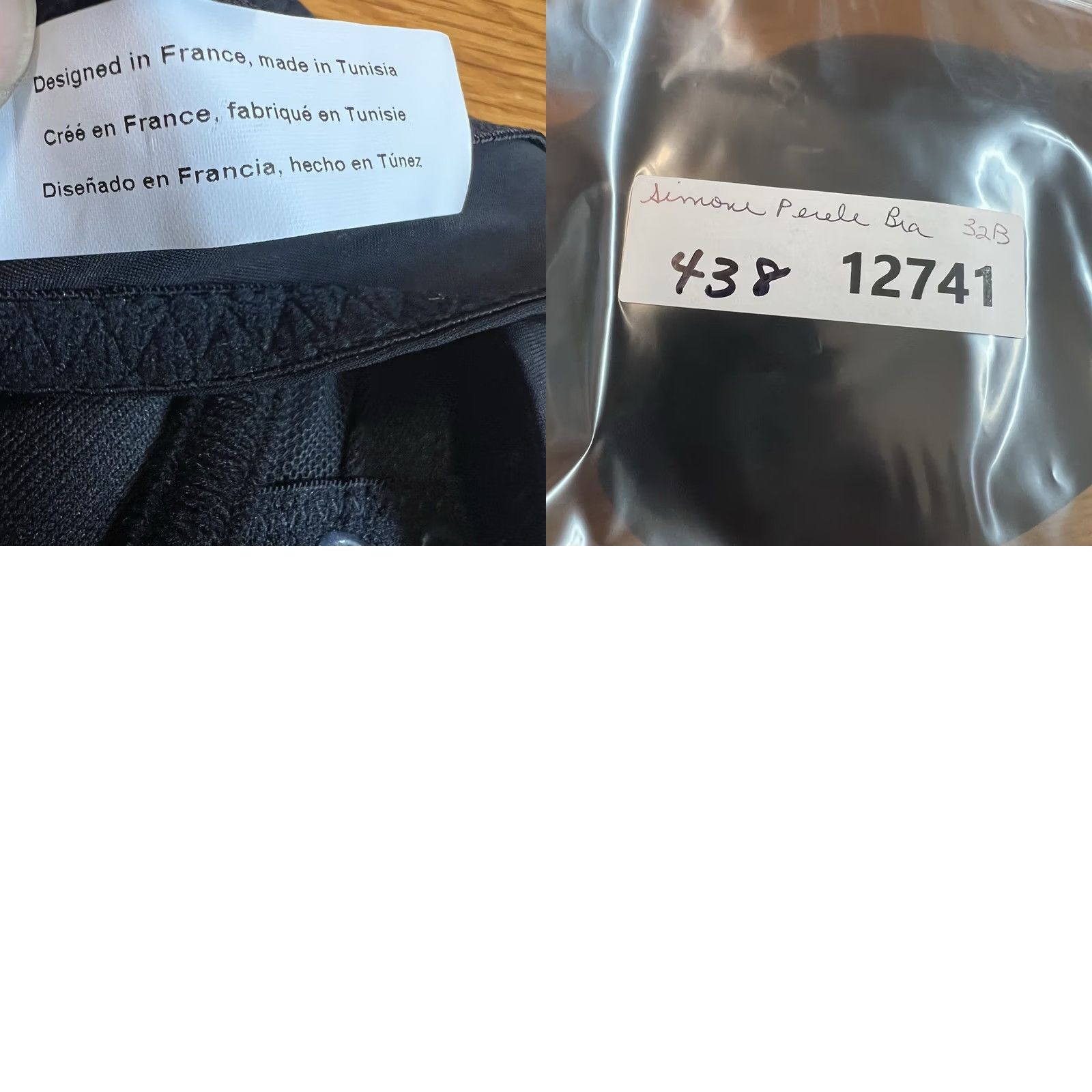Vintage SIMONE PERELE Delice Bra UnderWire Demi Black 32B Size ONE SIZE - 8 Thumbnail