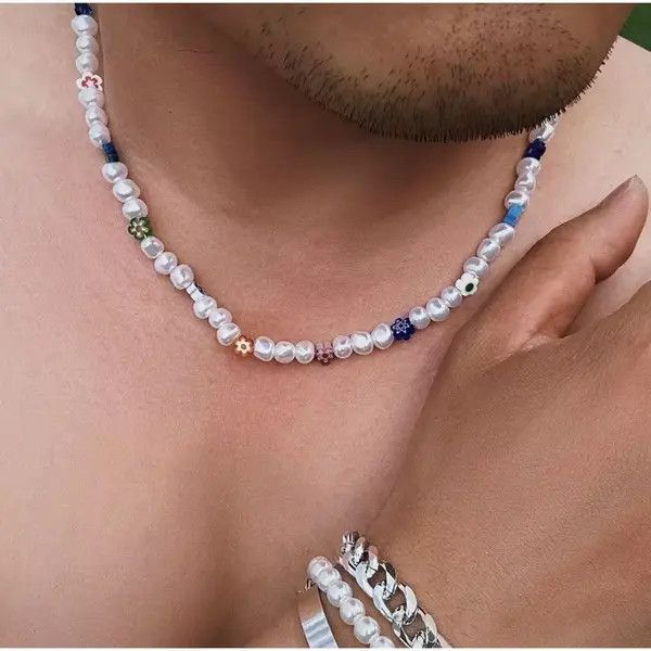 Jewelry Pearl Choker Flower Necklace Y2K Fashion Size ONE SIZE - 6 Thumbnail