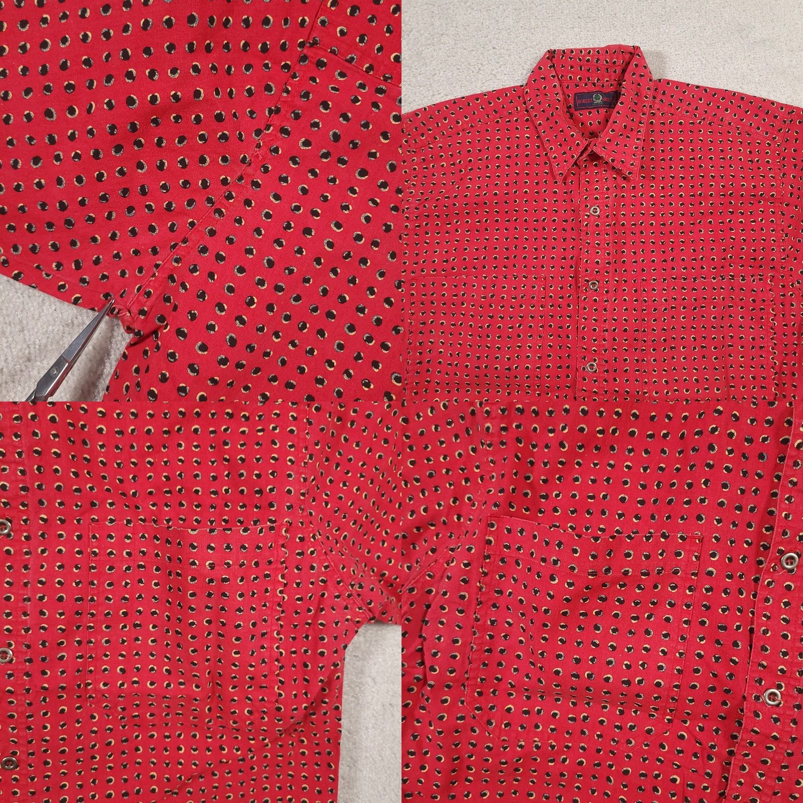 Vintage VINTAGE Robert Bruce Shirt Mens Large Red All Over Print Short Sleeve Shirt Size US L / EU 52-54 / 3 - 9 Thumbnail