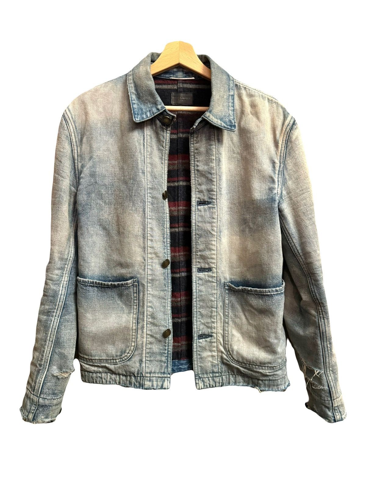 image of Saint Laurent Paris Saint Laurent Denim Grunge Jacket Xs Men 2020 in Blue