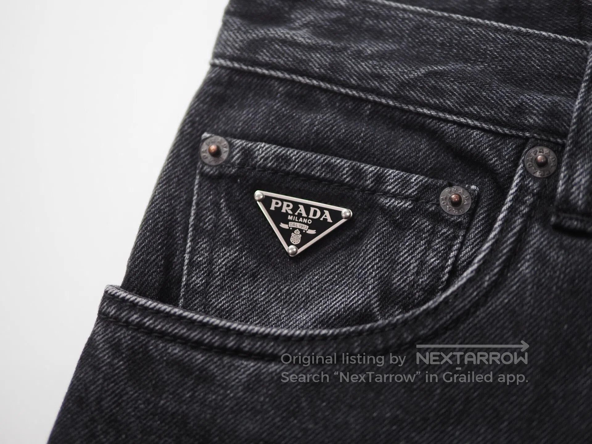 Prada black distressed prada triangle logo jeans. Size US 30 / EU 46 - 3 Thumbnail