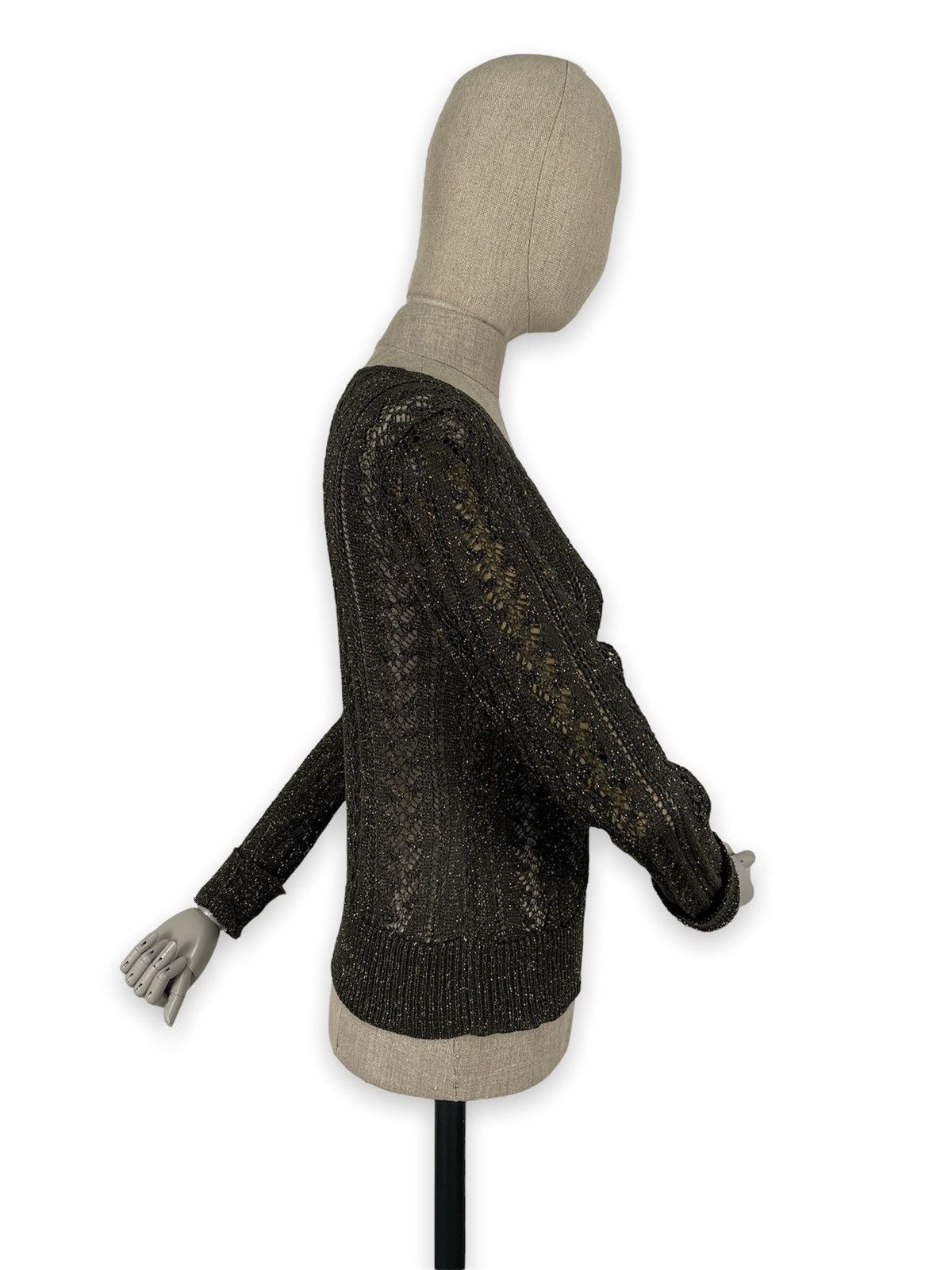 Iris von Arnim PERUVIAN CONNECTION Knit Cotton Lurex Top L/S Jumper Sweater Size M / US 6-8 / IT 42-44 - 6 Thumbnail