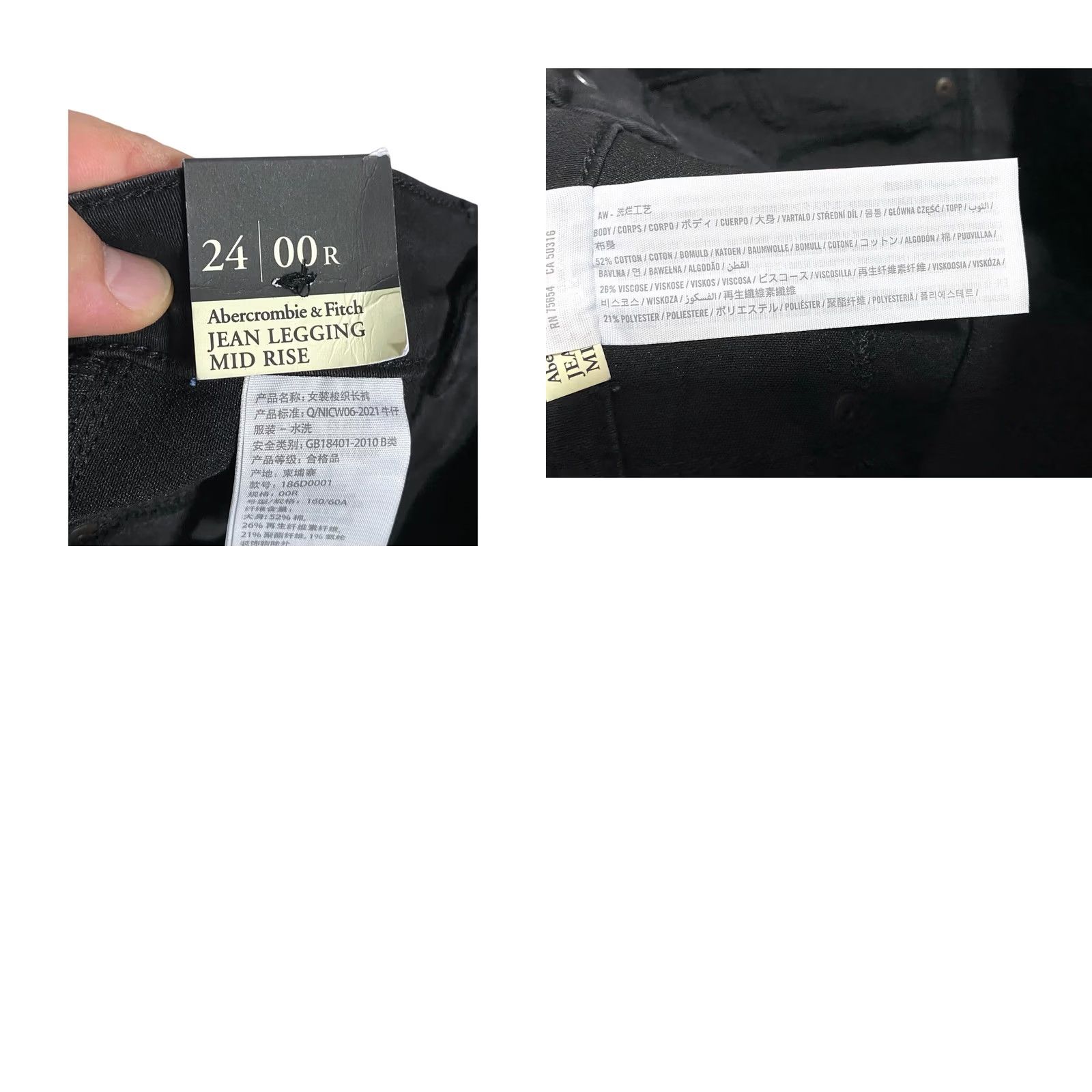 Abercrombie & Fitch Abercrombie & Fitch Black Jeans Legging Mid Rise Womens 24 00R Distressed NWT Jeans Legging 5-Pocket Design Womens Size 42" / US 20 - 8 Thumbnail
