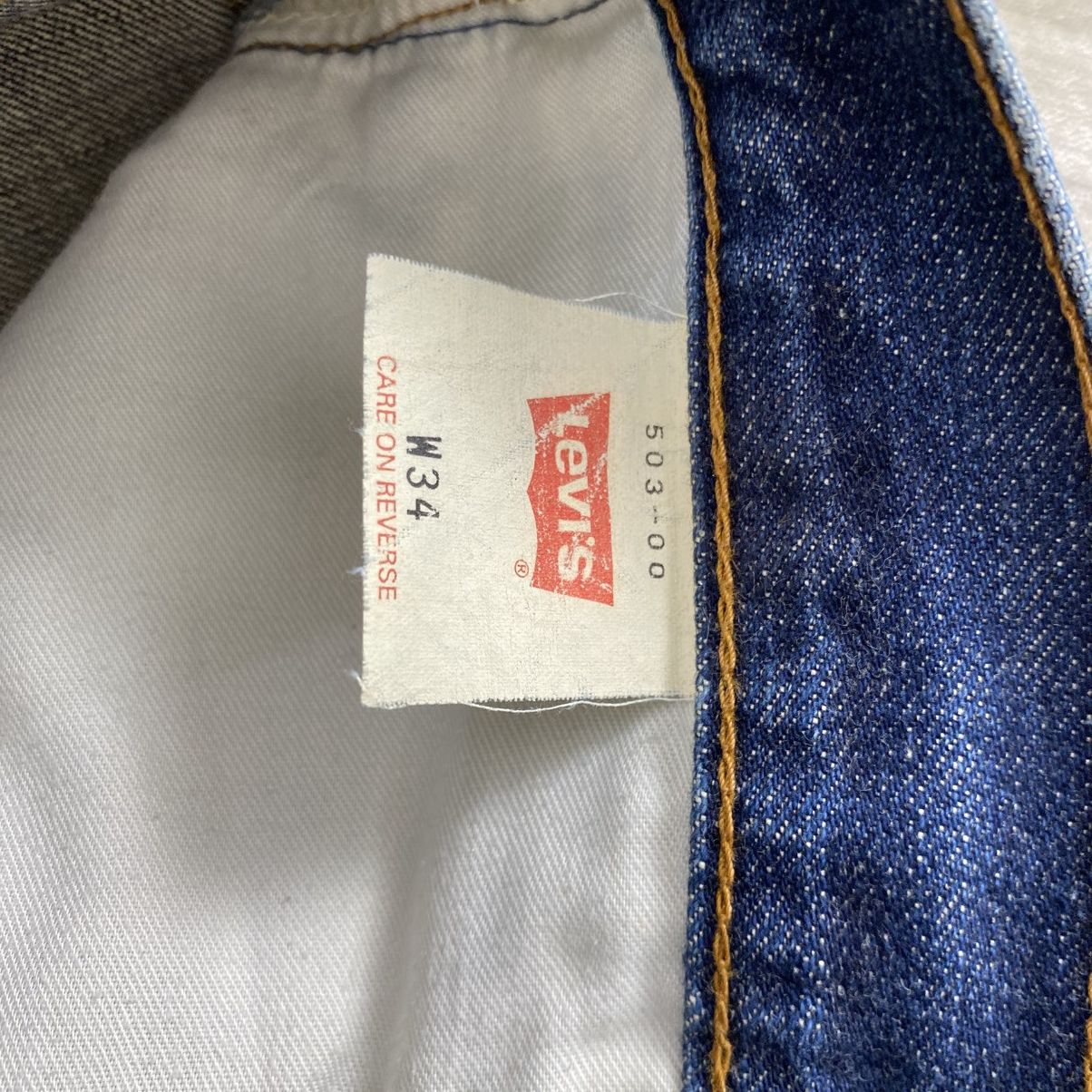 Levi's Vintage Clothing 🇯🇵1990s Vintage Levis 503 Japan 34x36 Blue Baggy Jeans Size US 33 - 6 Thumbnail