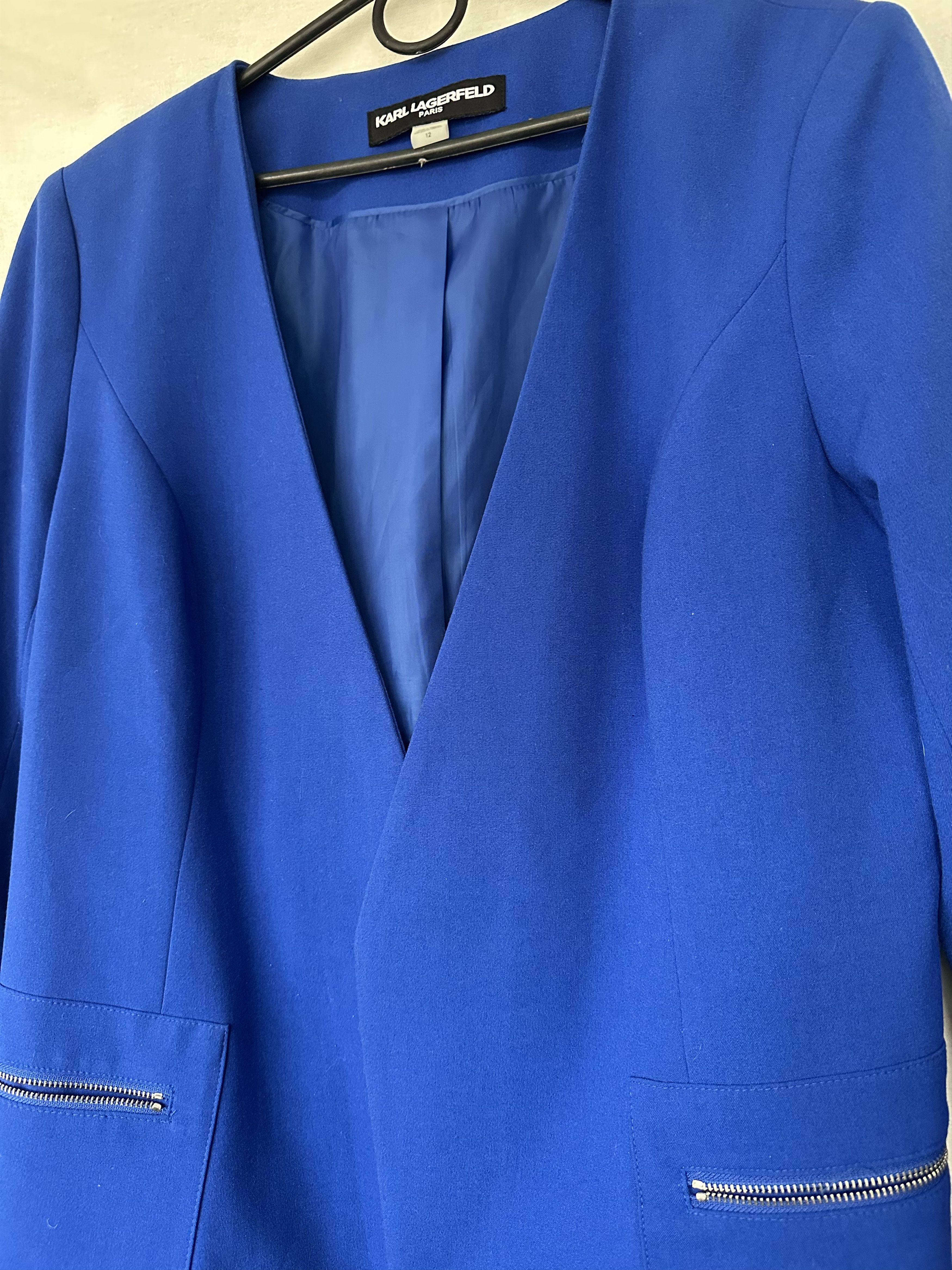 Designer × Karl Lagerfeld Karl Lagerfeld Paris Long Blue Blazer women Jacket Size L / US 10 / IT 46 - 5 Thumbnail
