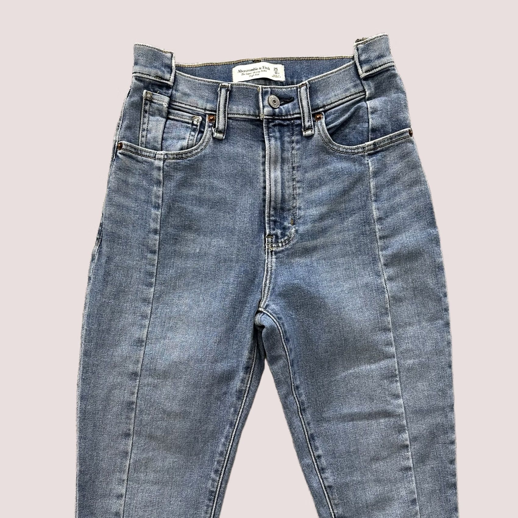 Abercrombie & Fitch Abercrombie & Fitch Jeans Womens 0 XS 25x24 The Super Skinny Ankle High Rise Denim Solid Stretch 5-Pocket Womens Jeans Size 42" / US 20 - 1 Thumbnail