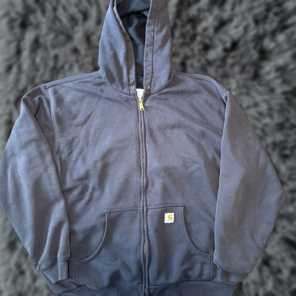 Carhartt VTG Carhartt J149 Jacket Mens 2XL Tall Thermal Lined Black Full Zip Hoodie Work Jacket Size US XXL / EU 58 / 5 - 1 Thumbnail