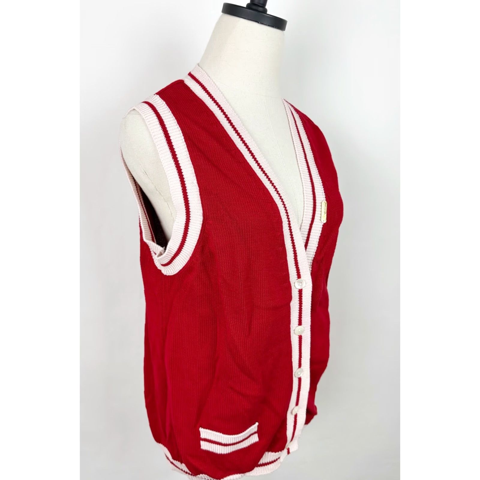 Vintage VINTAGE 90s Sweater Vest Womens Medium Bright Red Striped Golf Preppy Grandma Size M / US 6-8 / IT 42-44 - 7 Thumbnail