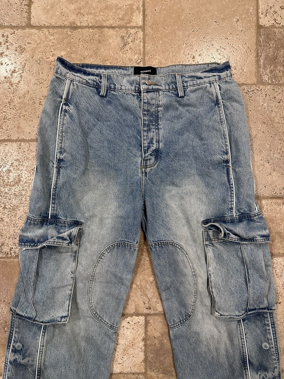 Nahmias Nahmias Track Snap Logo Cargos Blue Denim Jeans Size US 36 / EU 52 - 3 Thumbnail