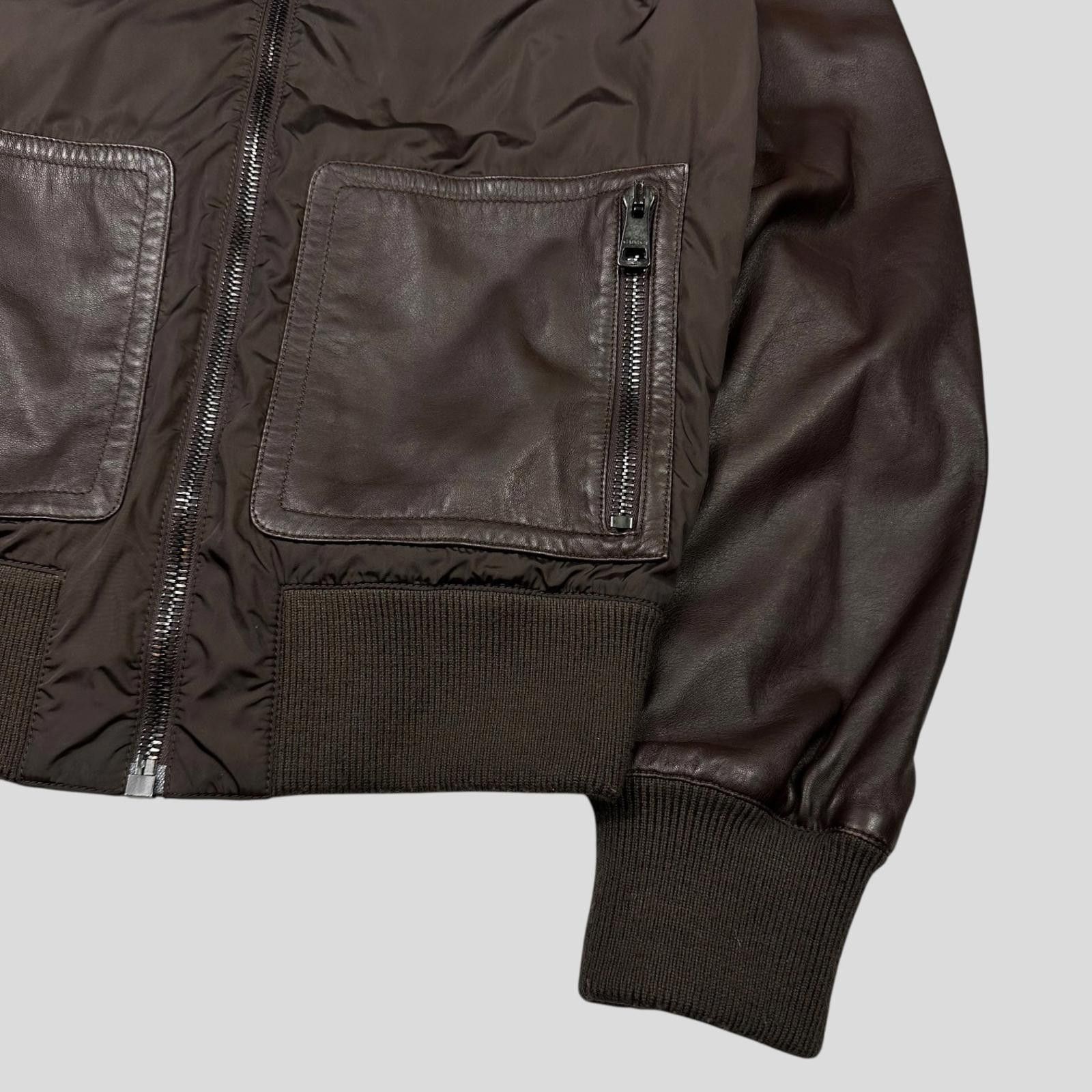 Gucci Gucci Brown Nappa Leather Hybrid Logo Bomber Jacket IT46 - S Size US S / EU 44-46 / 1 - 8 Thumbnail