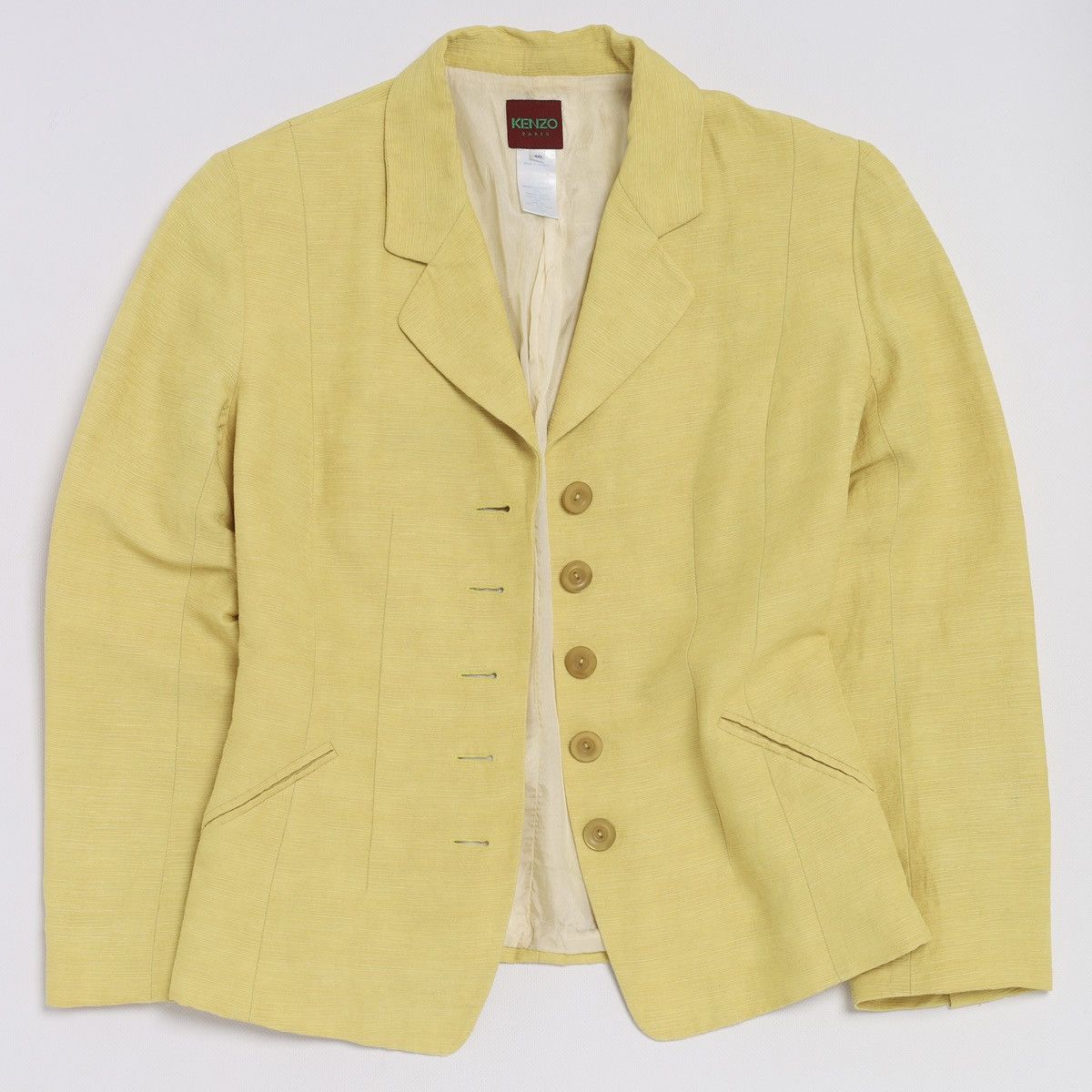 Kenzo Paris Vintage Yellow Blazer Jacket Linen Silk Viscose