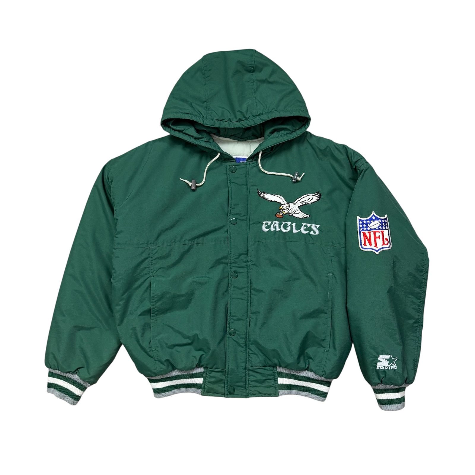 NFL VTG 90s PHILADELPHIA EAGLES STARTER HOODED PUFFER JACKET Size US M / EU 48-50 / 2 - 1 Thumbnail