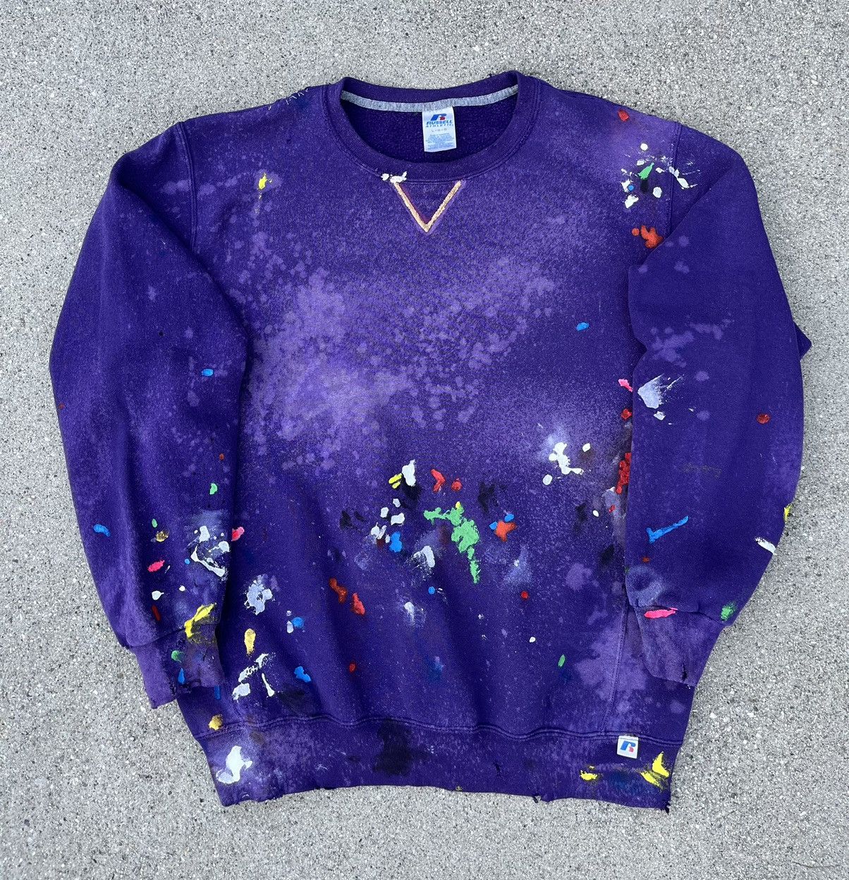 Russell Athletic Custom Russel Athletic Thrashed Distress Crewneck Sweatshirt Size US L / EU 52-54 / 3 - 3 Thumbnail