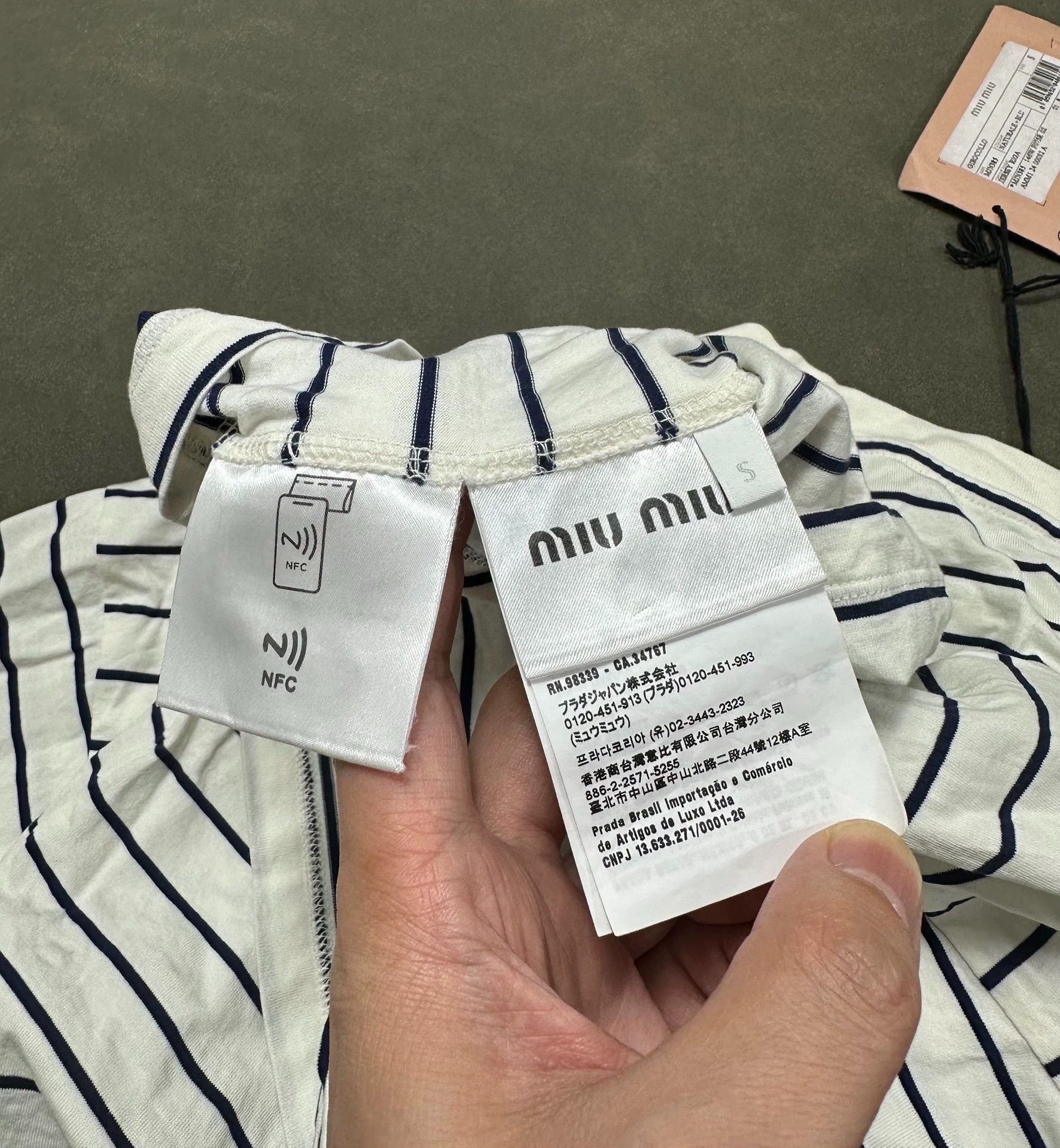 Miu Miu MIU MIU SS24 Oversized Striped Patch Logo Short-Sleeve Tee S Size S / US 4 / IT 40 - 7 Thumbnail
