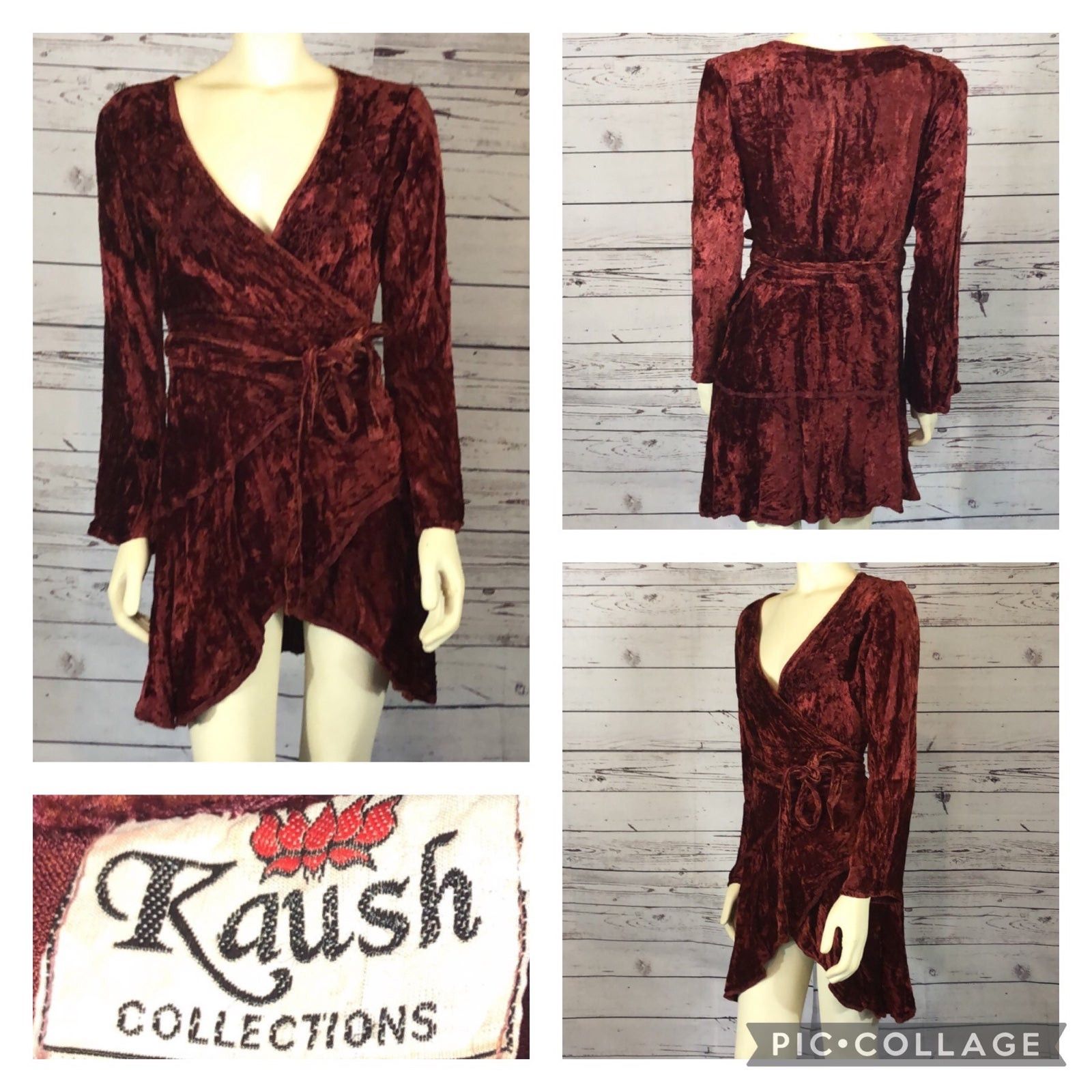 Vintage Vtg Kaush Collections Crushed Velvet wrap high low top med Size M / US 6-8 / IT 42-44 - 2 Thumbnail