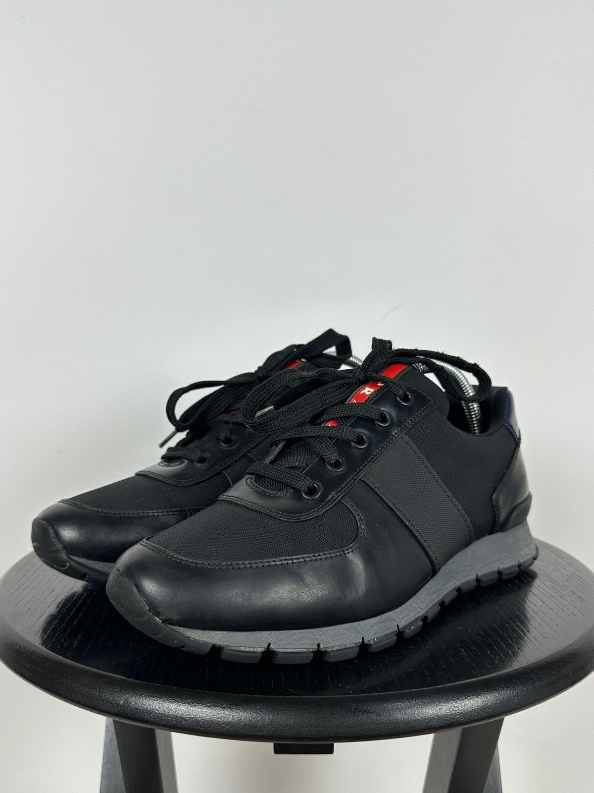Prada Prada Matchrace Black Leather Sneakers Size US 7 / EU 40 - 11 Thumbnail