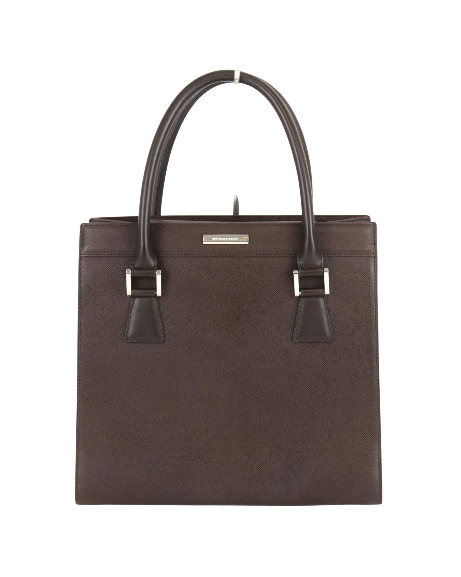 image of Burberry Elegant Brown Leather Handbag, Women's