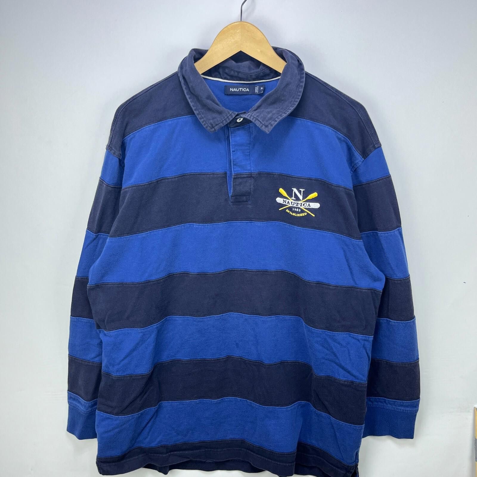 Nautica Vintage Nautica Rugby Polo Long Sleeve Shirt XL Size US XL / EU 56 / 4 - 1 Thumbnail