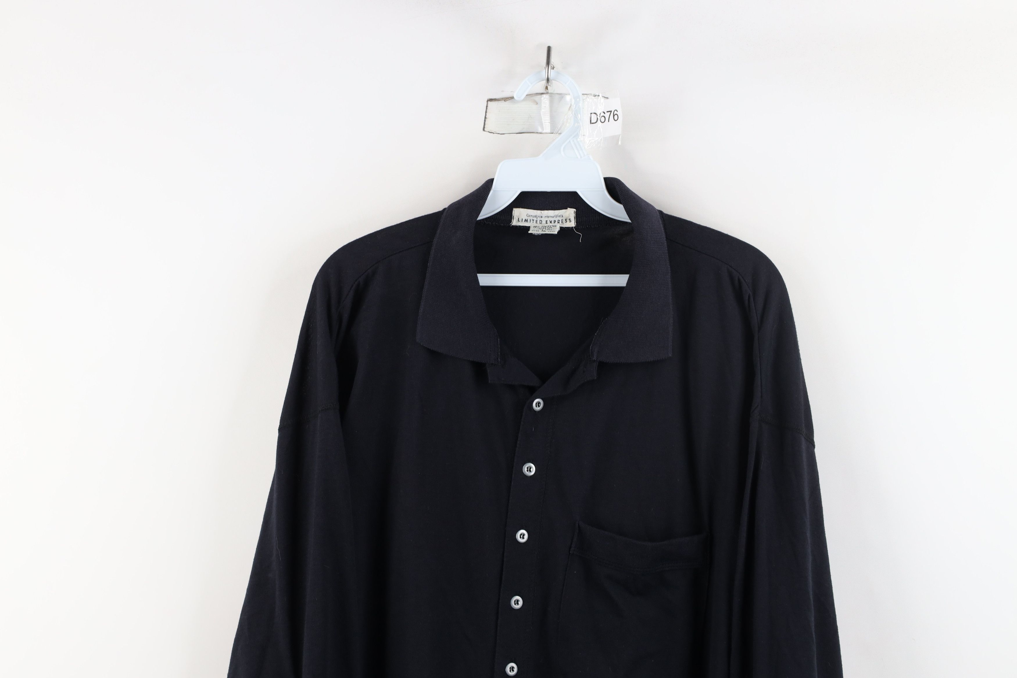 Express × Vintage Vintage 90s Express Knit Collared Button Shirt Black Size US L / EU 52-54 / 3 - 2 Thumbnail