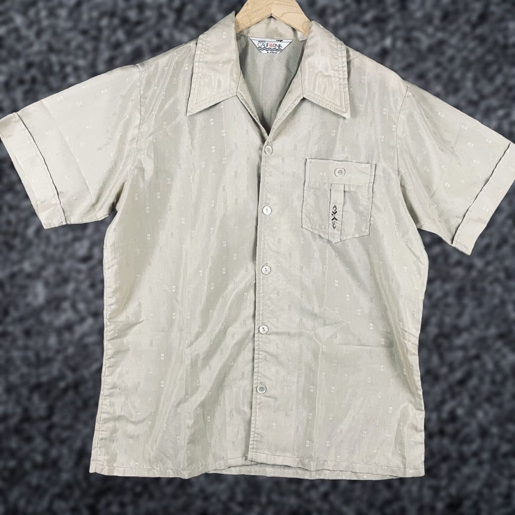 Vintage VINTAGE TownCraft Shirt Mens Large Dagger Embroidery Geometric Hippie 60s 70s Penneys AA17 Beige Brown Button-Up Size US L / EU 52-54 / 3 - 1 Thumbnail