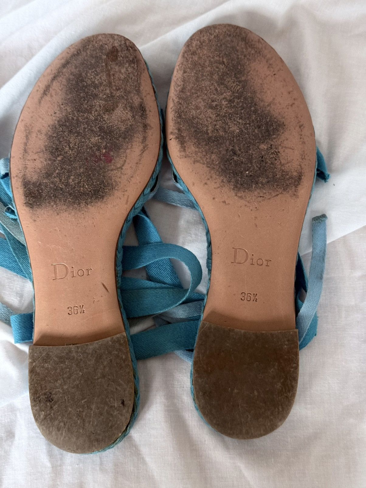 Dior Dior Cloth Turquoise Tied Sandals Size US 6.5 / IT 36.5 - 7 Thumbnail