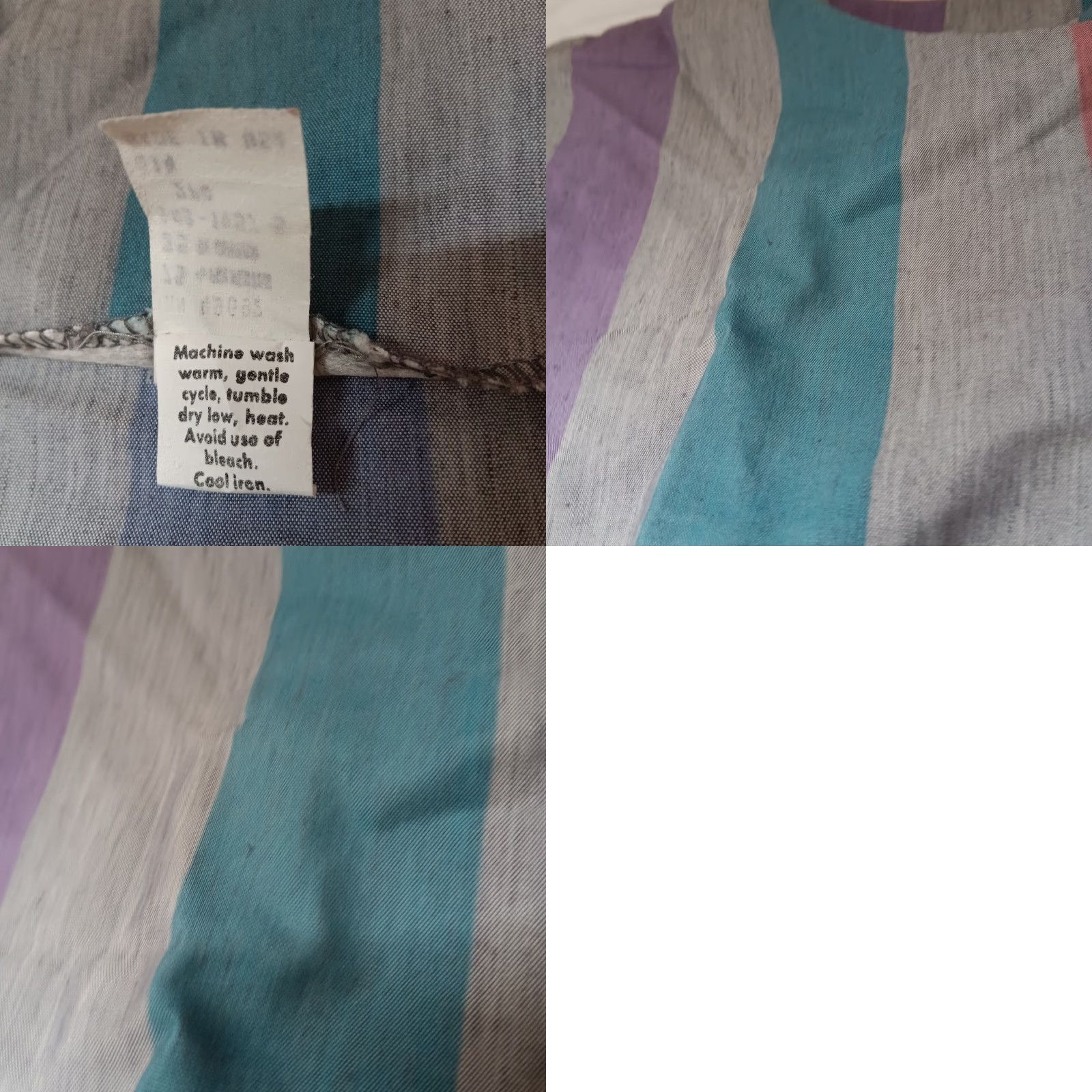 Pinko VINTAGE Blouse Women 14 Gray Pink Blue Stripe Wide Waistband Dolman Shirt Size XL / US 12-14 / IT 48-50 - 8 Thumbnail