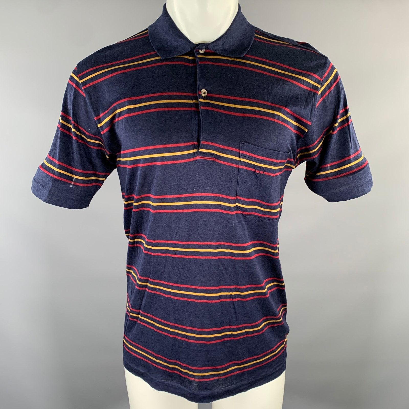 Other DUNHILL Size M Navy Red Gold Stripe Cotton Polo Size US M / EU 48-50 / 2 - 1 Thumbnail