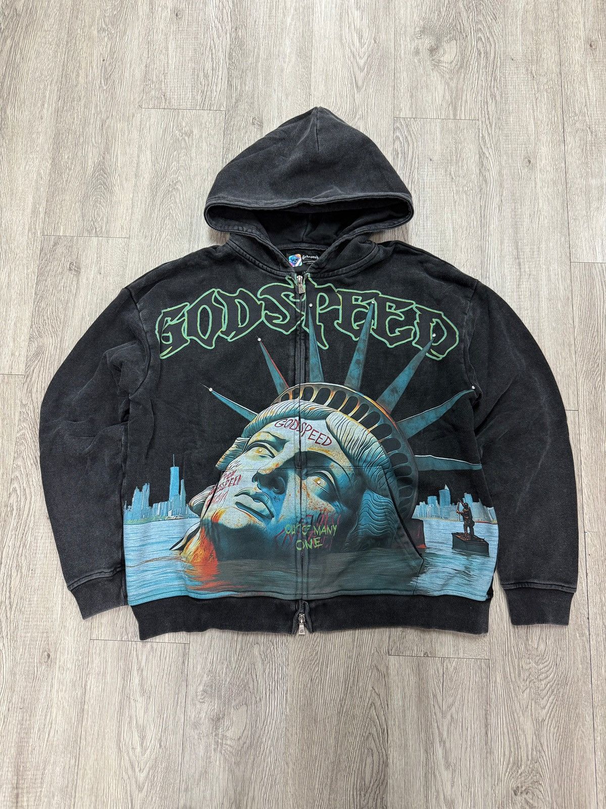 Godspeed Godspeed "Sunken Liberty" Grey Wash Hoodie Size US L / EU 52-54 / 3 - 1 Preview