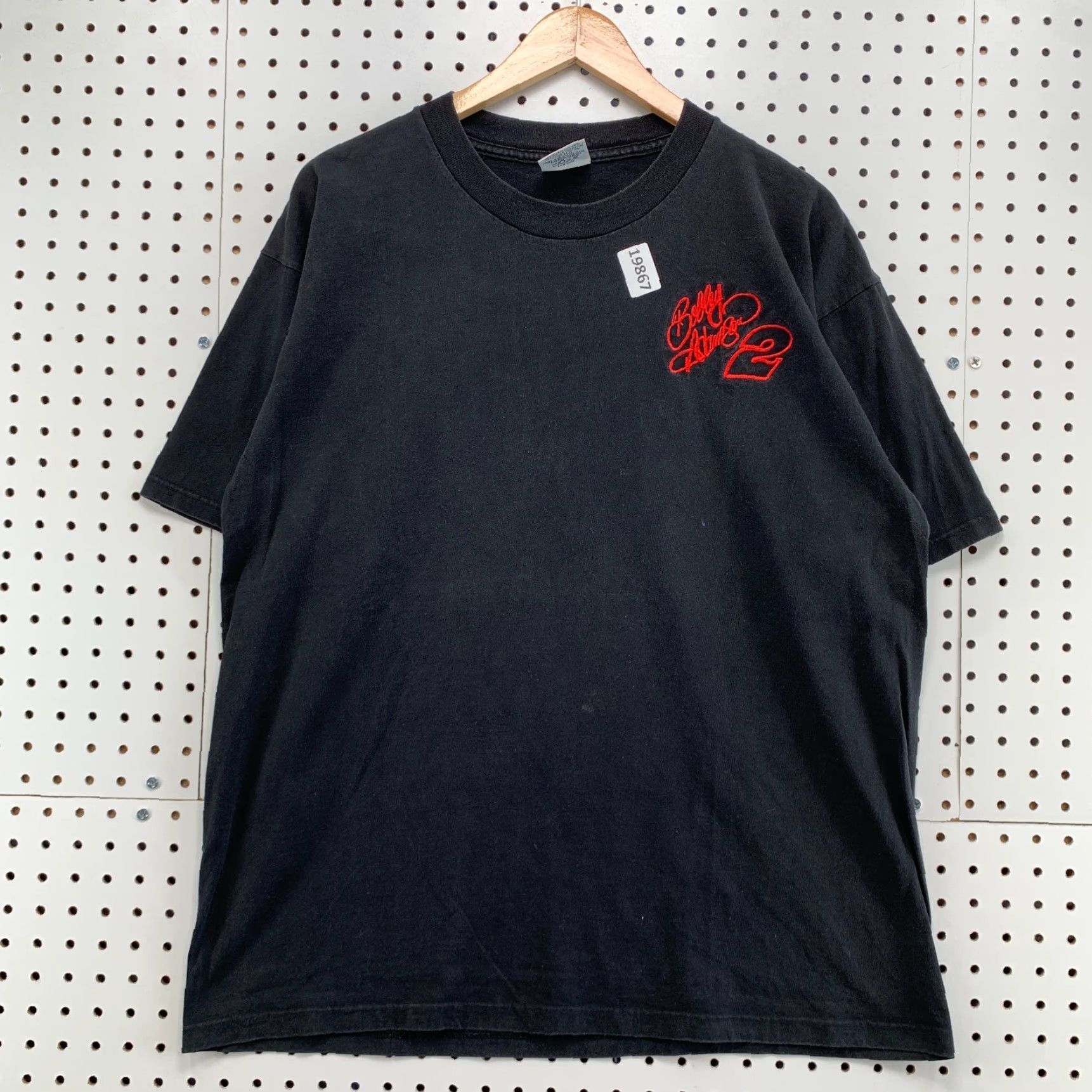 Gildan VINTAGE Bobby Allison Nascar Shirt XL Black Embroidered Short Sleeve Crew Neck 23x29.5 Mens Size US XL / EU 56 / 4 - 5 Thumbnail