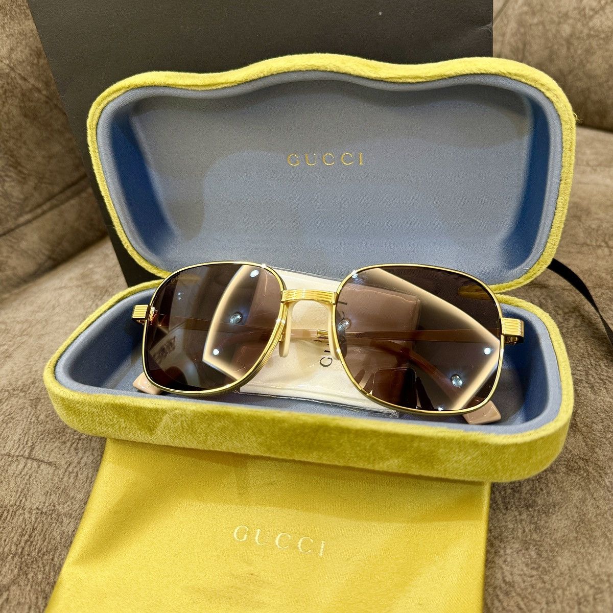 Other GUCCI 'GG0788S-002' Rectangular Square Sunglasses Gold/Brown Size ONE SIZE - 2 Thumbnail