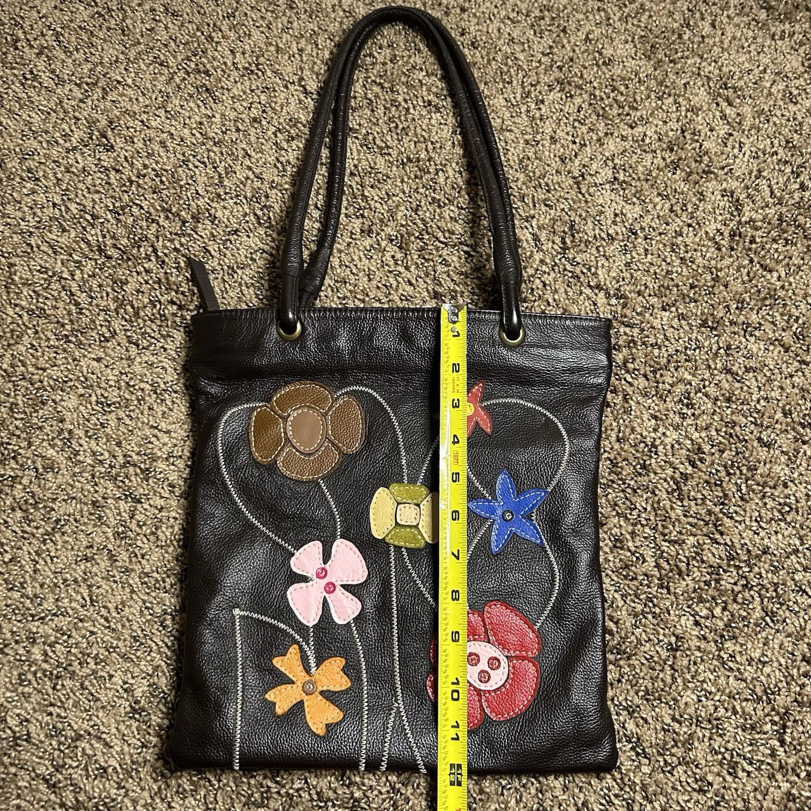 Other Arturo Martinez Handbag Chocolate Leather Floral Purse Size ONE SIZE - 8 Thumbnail