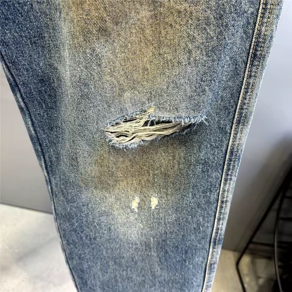 Jean Washed Designer Streetwear Hole Hip Hop Jeans Y2k Pants Size US 34 / EU 50 - 15 Thumbnail