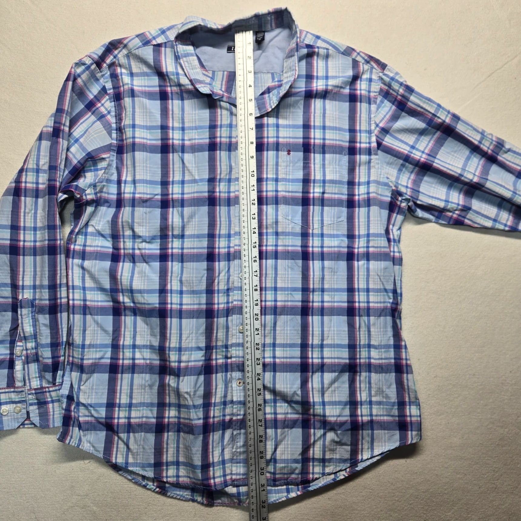 Izod VINTAGE Izod Shirt Plaid Button-Up Long Sleeve Adult Mens XL Blue Cotton Size US XL / EU 56 / 4 - 6 Thumbnail