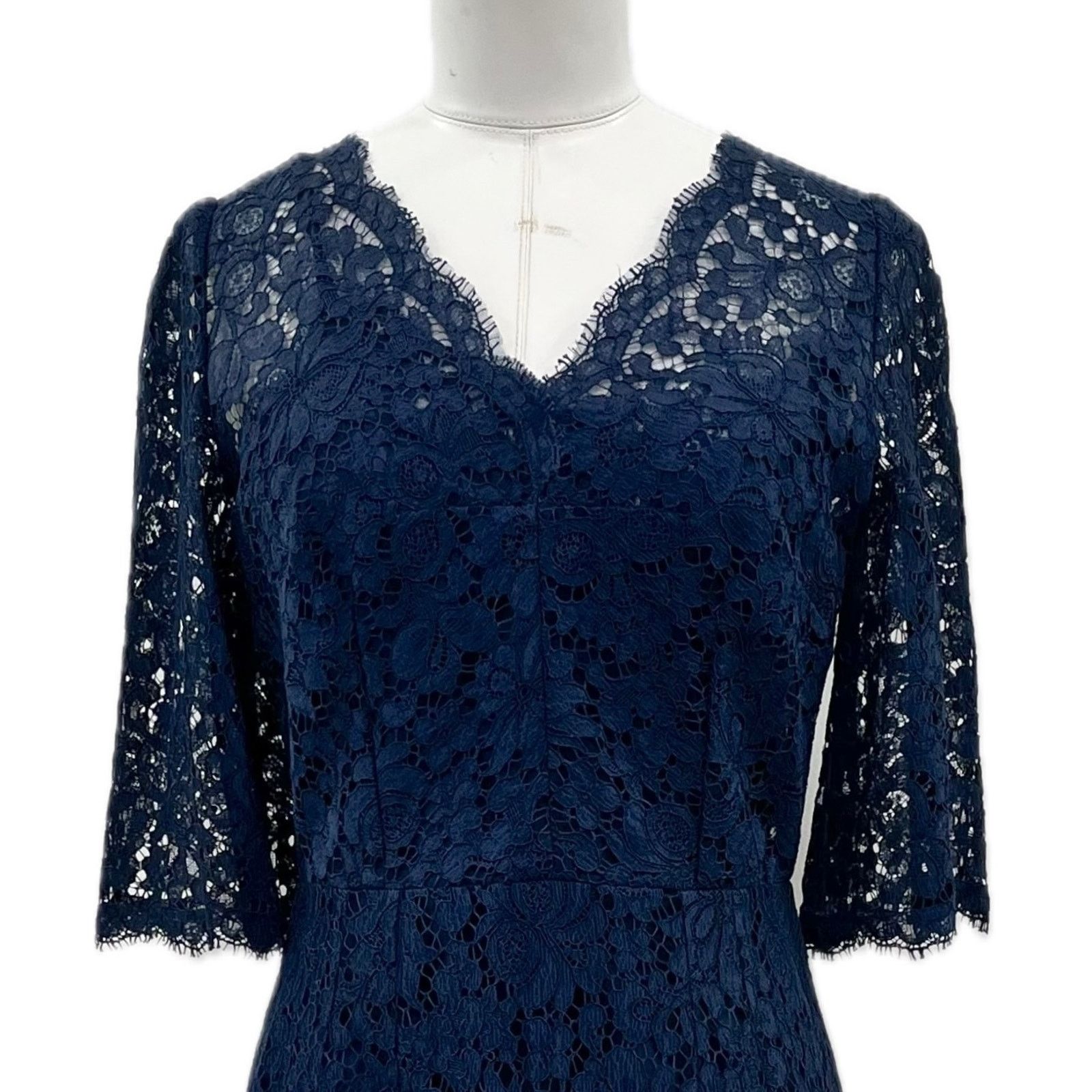Dolce & Gabbana Dolce & Gabbana Navy Corded Lace Short Sleeve Mini Dress 46 Size L / US 10 / IT 46 - 7 Thumbnail
