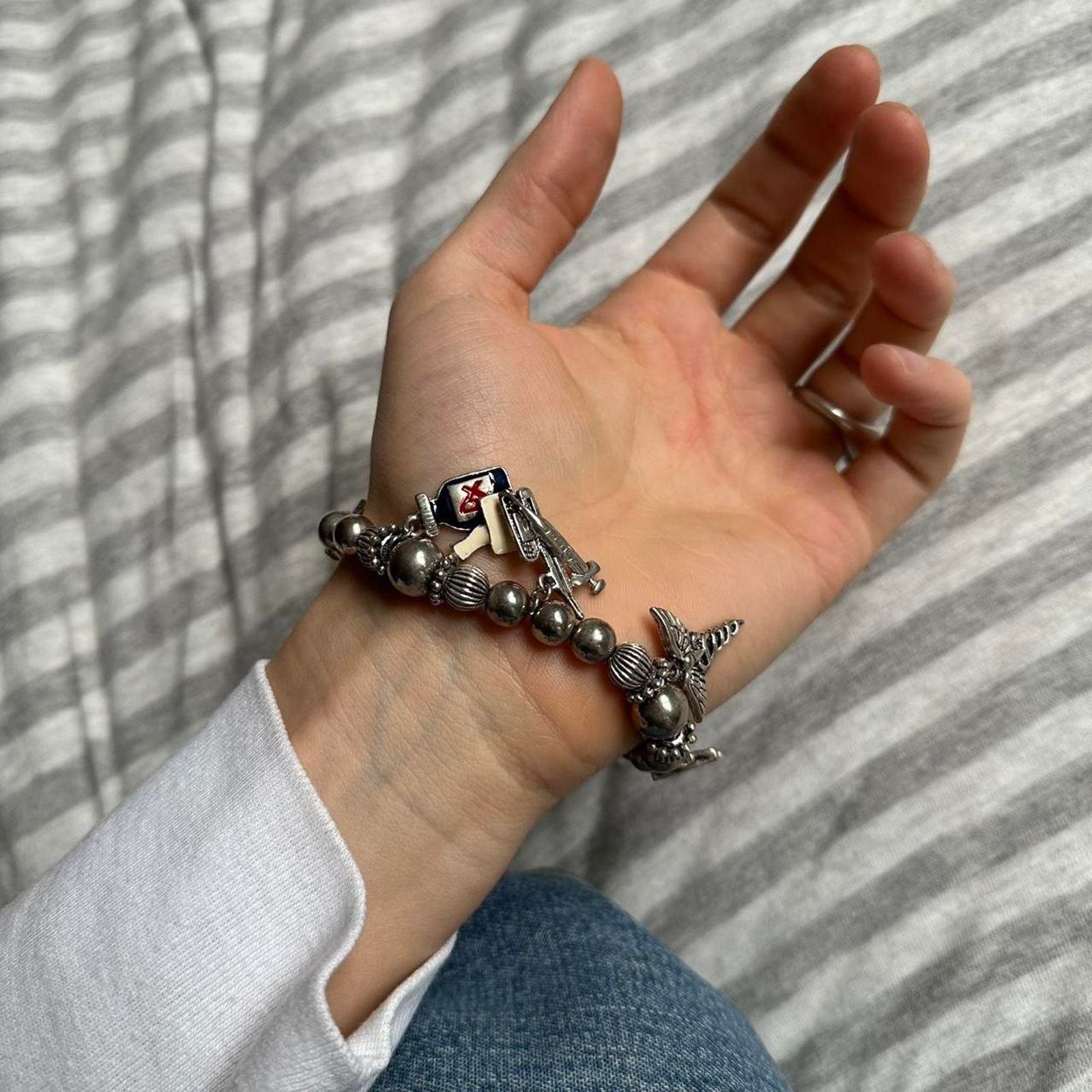 Vintage Vintage Silver Chunky Hospital Charm Pednant Bracelet Size ONE SIZE - 2 Thumbnail