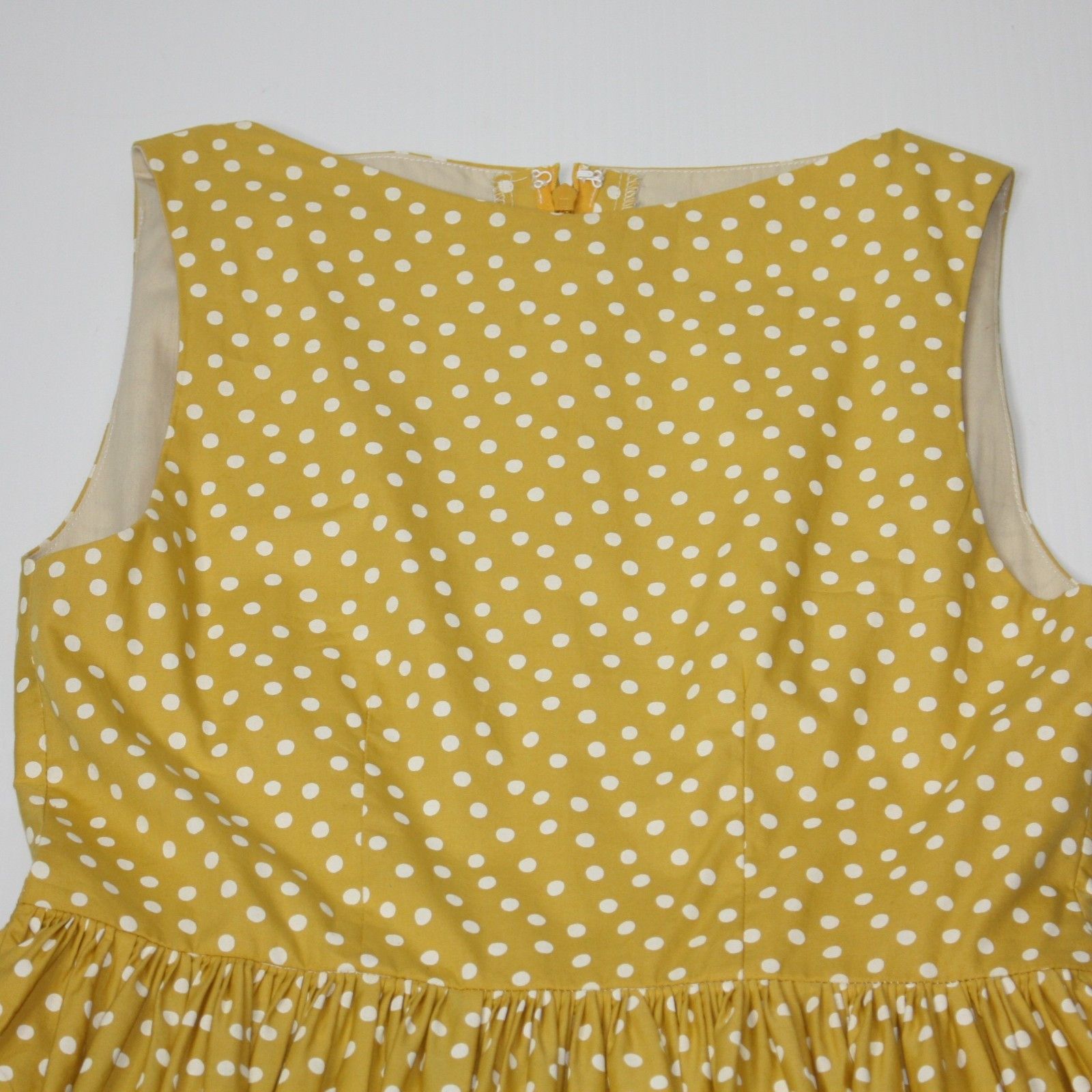 Other Retro Style Mustard Yellow with White Polka Dots Swing Dress Size S / US 4 / IT 40 - 2 Thumbnail